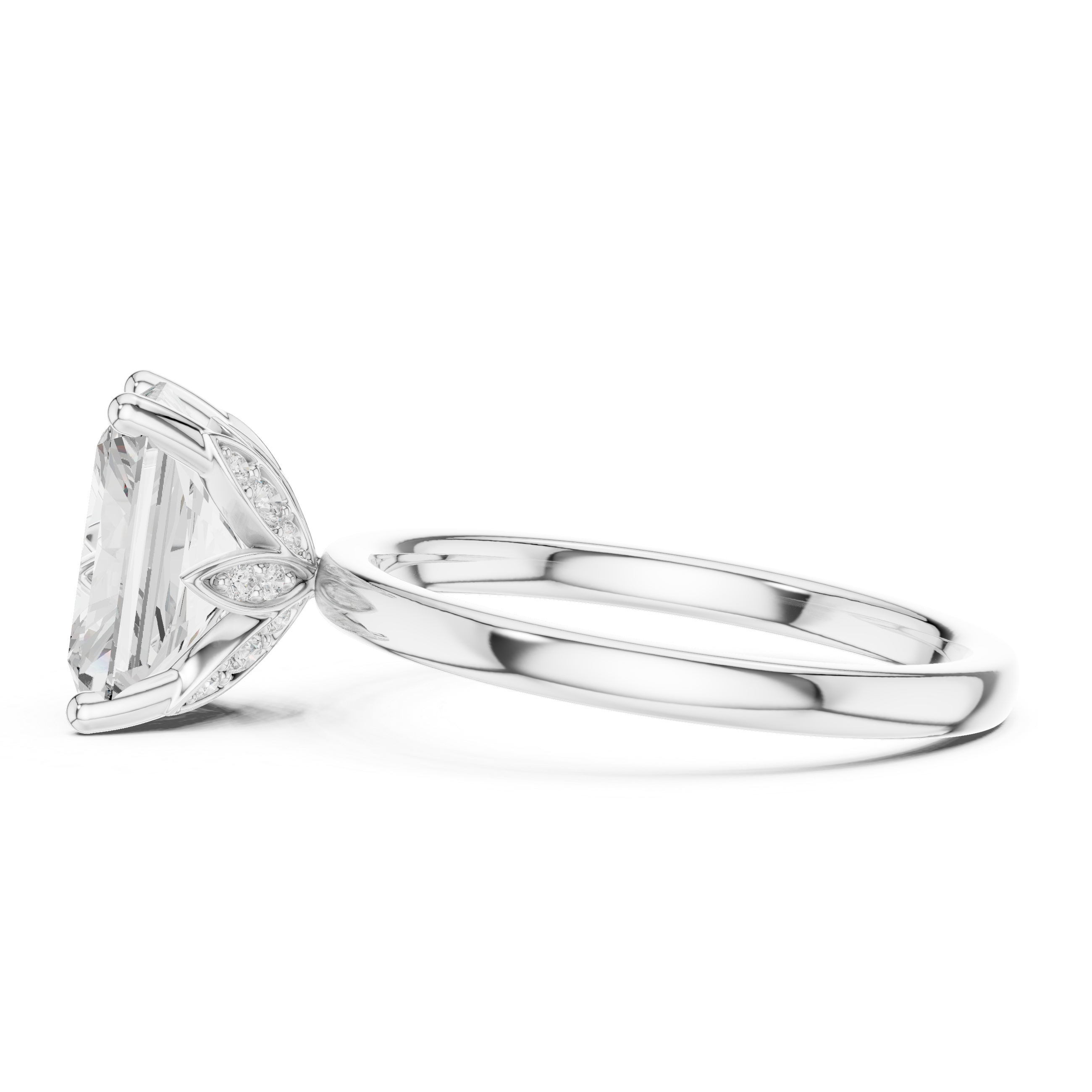 Simple Solitaire Diamond Ring, Radiant Cut White Gold Engagement Ring, Minimalist Promise Ring Gift