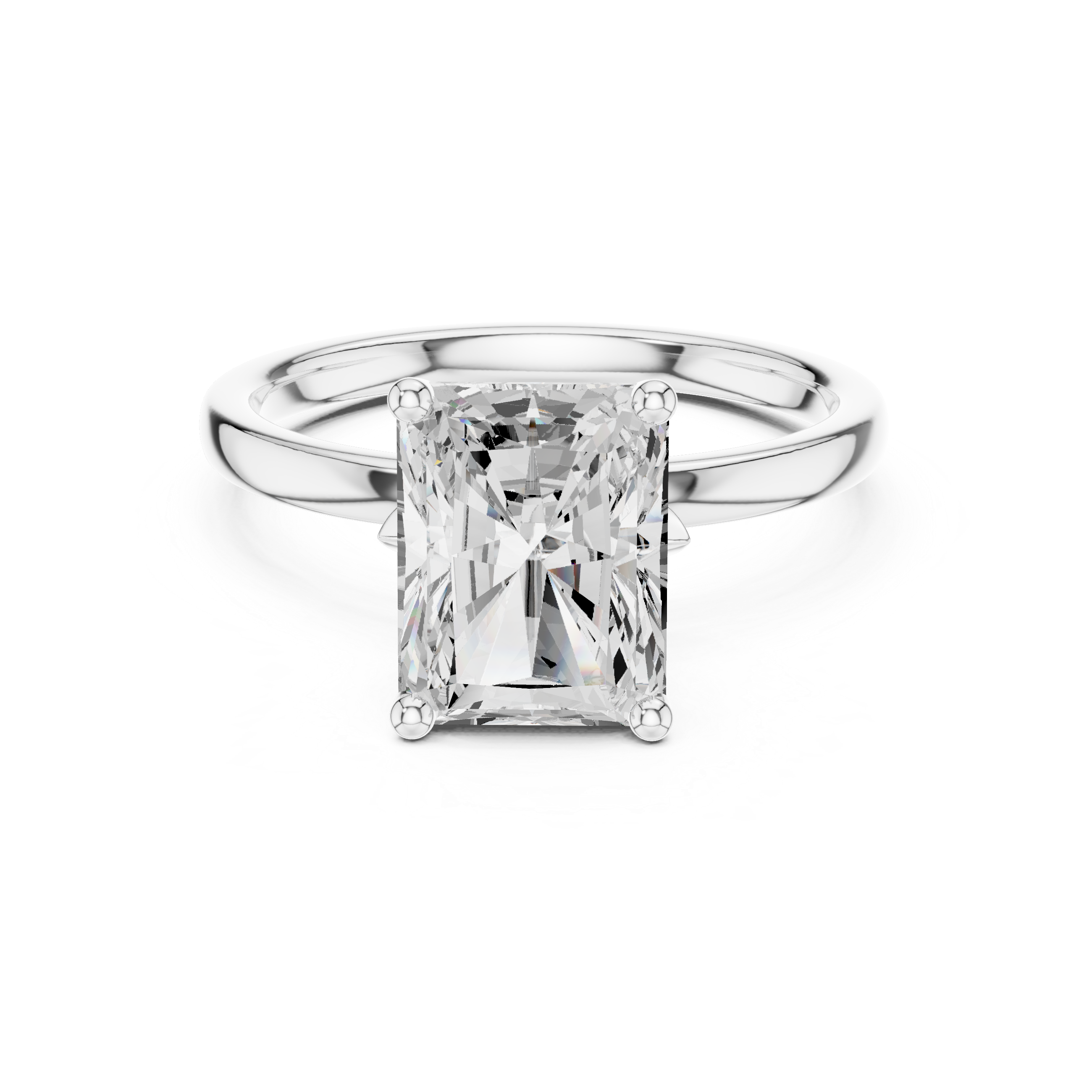 Simple Solitaire Diamond Ring, Radiant Cut White Gold Engagement Ring, Minimalist Promise Ring Gift