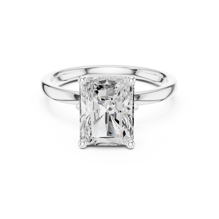 Simple Solitaire Diamond Ring, Radiant Cut White Gold Engagement Ring, Minimalist Promise Ring Gift