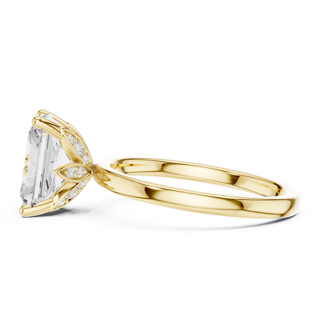 Simple Solitaire Diamond Ring, Radiant Cut White Gold Engagement Ring, Minimalist Promise Ring Gift