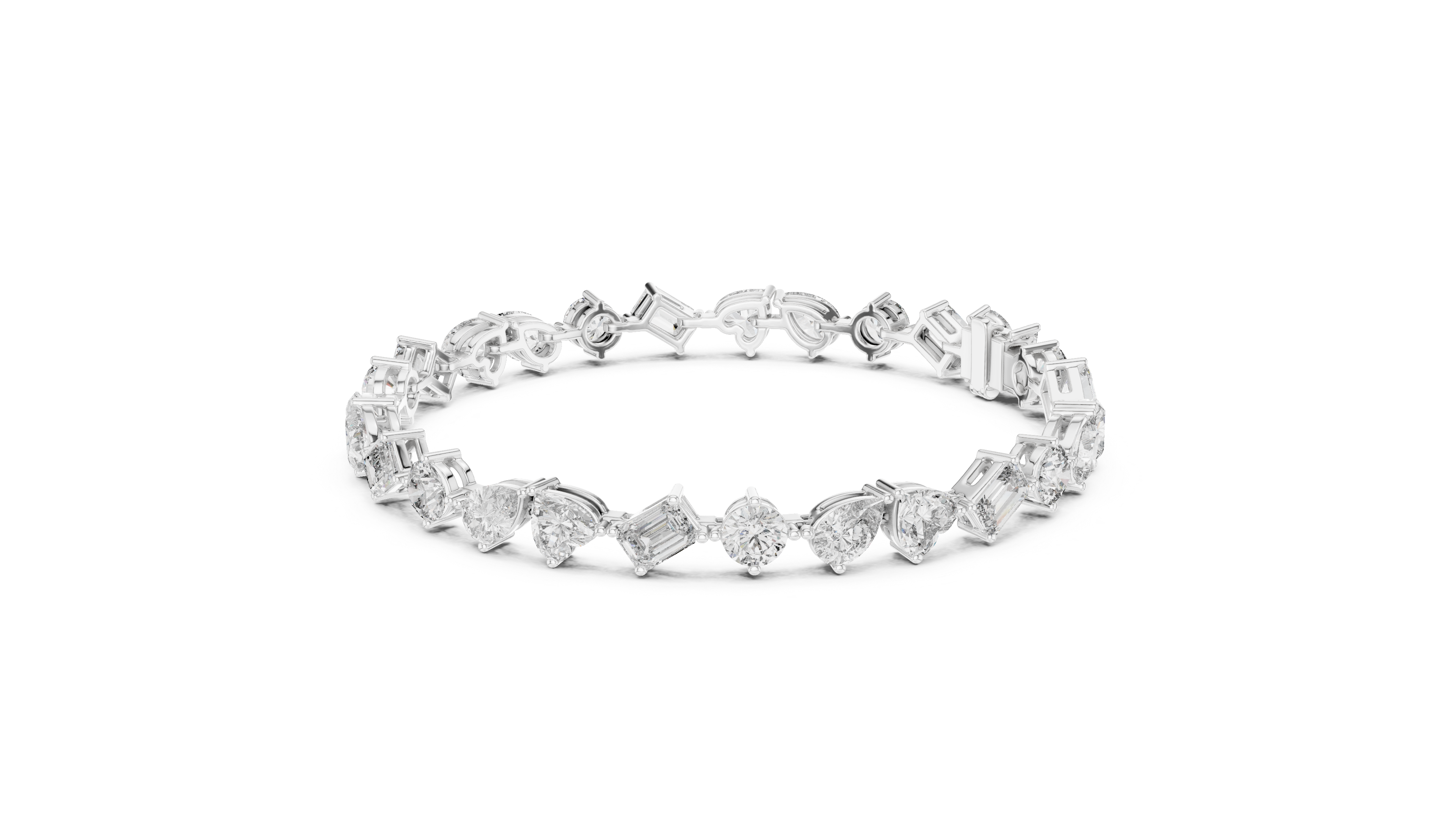 White Gold Multi Strand Diamond Bracelet | Mixed Shape Diamond Design | Premium Women’s Jewelry