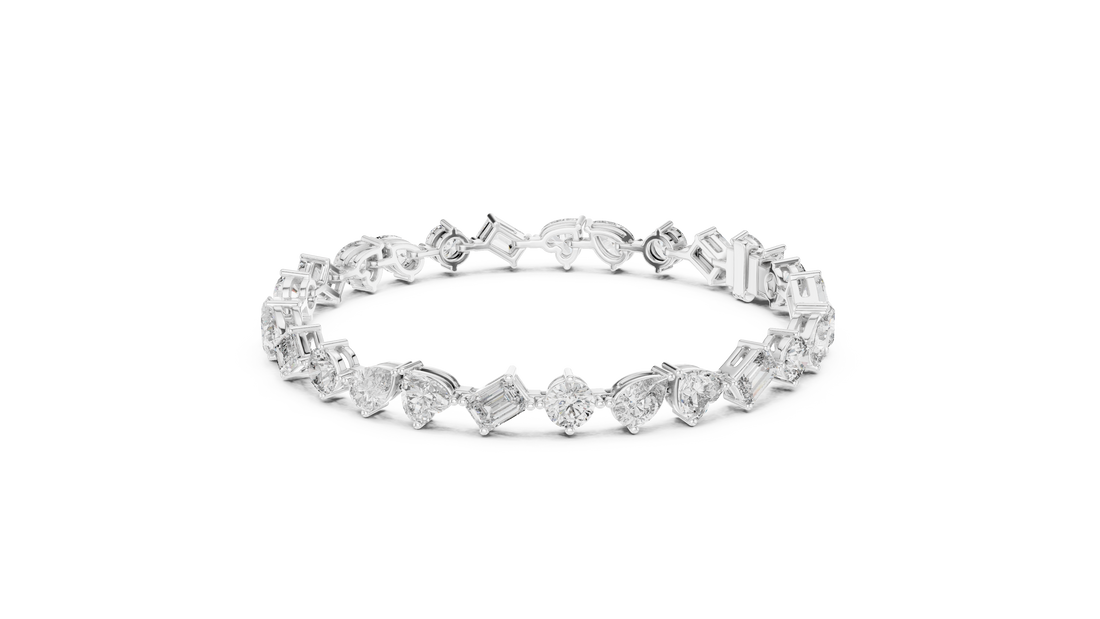 White Gold Multi Strand Diamond Bracelet | Mixed Shape Diamond Design | Premium Women’s Jewelry