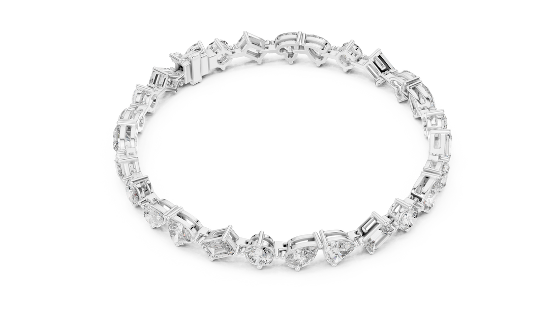 White Gold Multi Strand Diamond Bracelet | Mixed Shape Diamond Design | Premium Women’s Jewelry