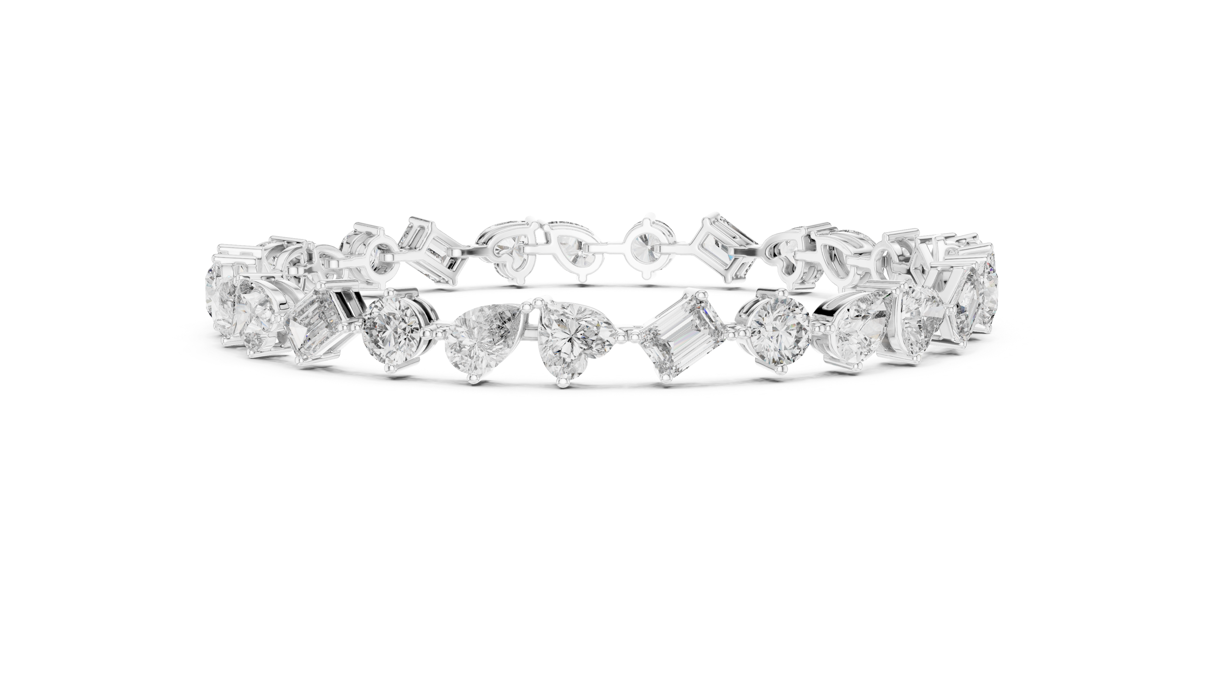 White Gold Multi Strand Diamond Bracelet | Mixed Shape Diamond Design | Premium Women’s Jewelry