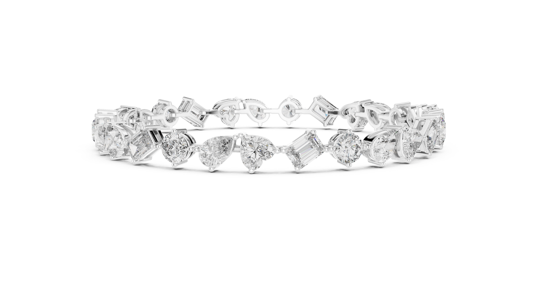 White Gold Multi Strand Diamond Bracelet | Mixed Shape Diamond Design | Premium Women’s Jewelry