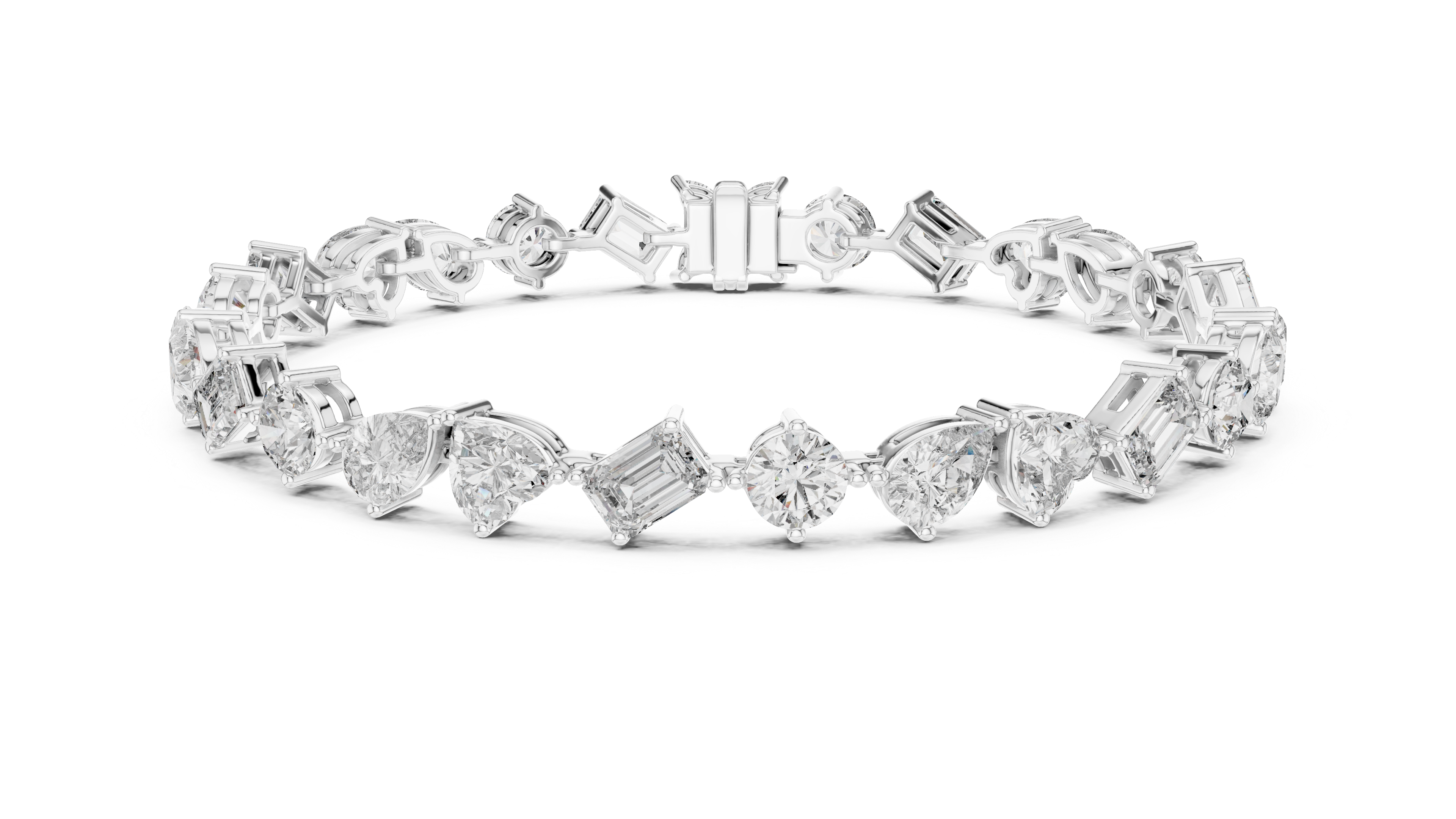 White Gold Multi Strand Diamond Bracelet | Mixed Shape Diamond Design | Premium Women’s Jewelry