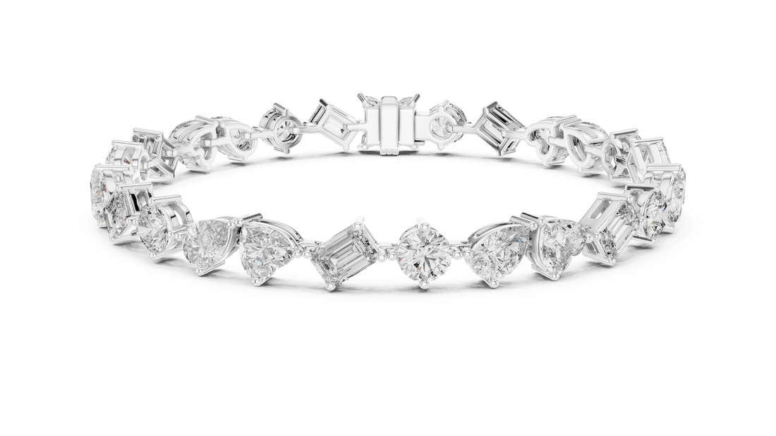 White Gold Multi Strand Diamond Bracelet | Mixed Shape Diamond Design | Premium Women’s Jewelry