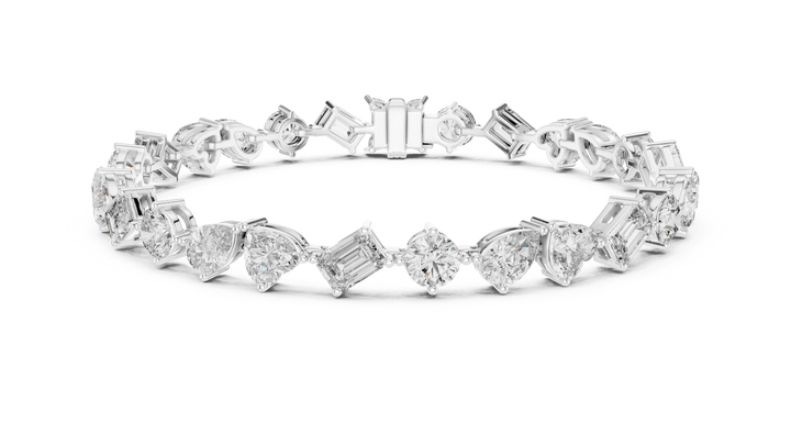 White Gold Multi Strand Diamond Bracelet | Mixed Shape Diamond Design | Premium Women’s Jewelry