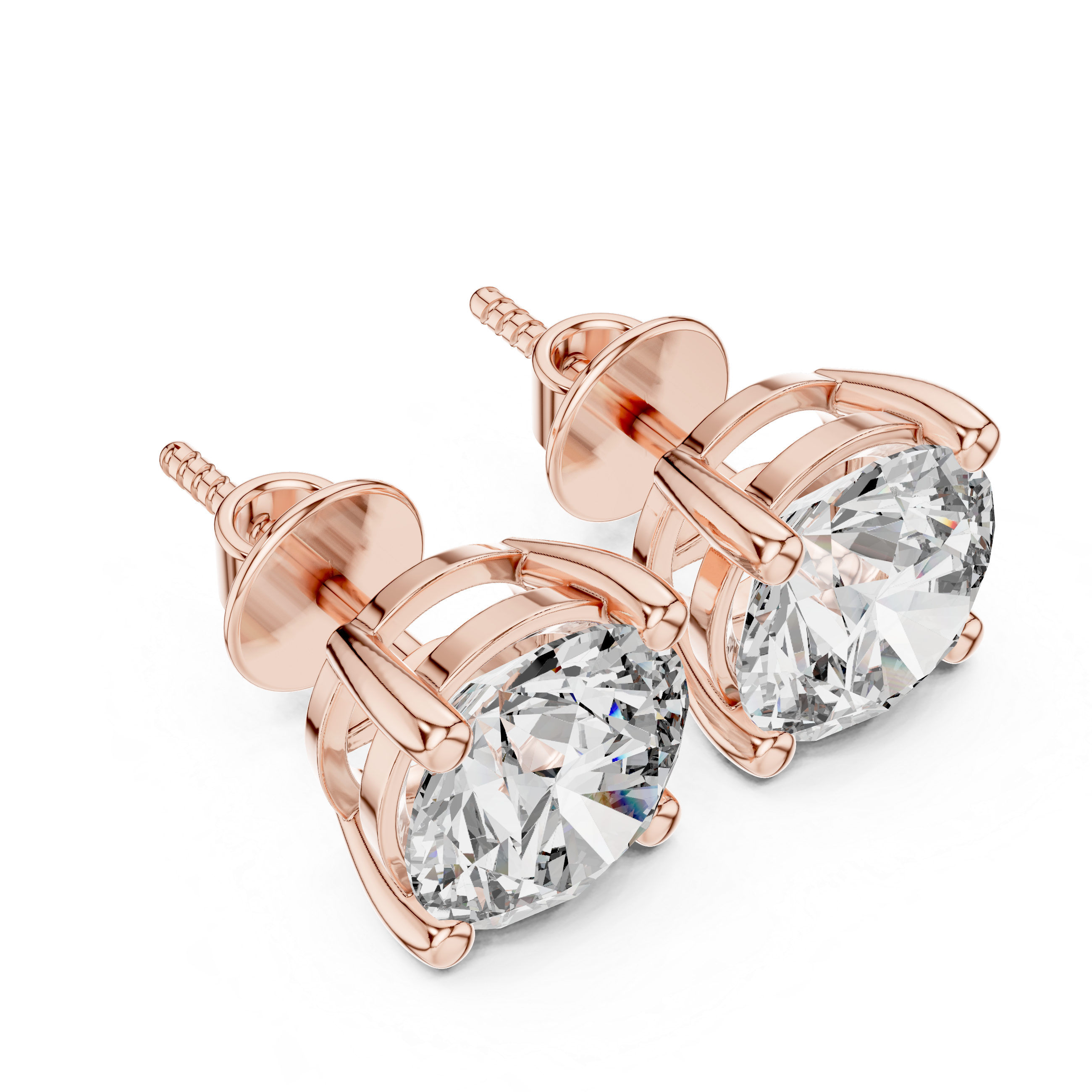 Classic Diamond Stud Earrings | Round Cut White Gold Earrings for Women