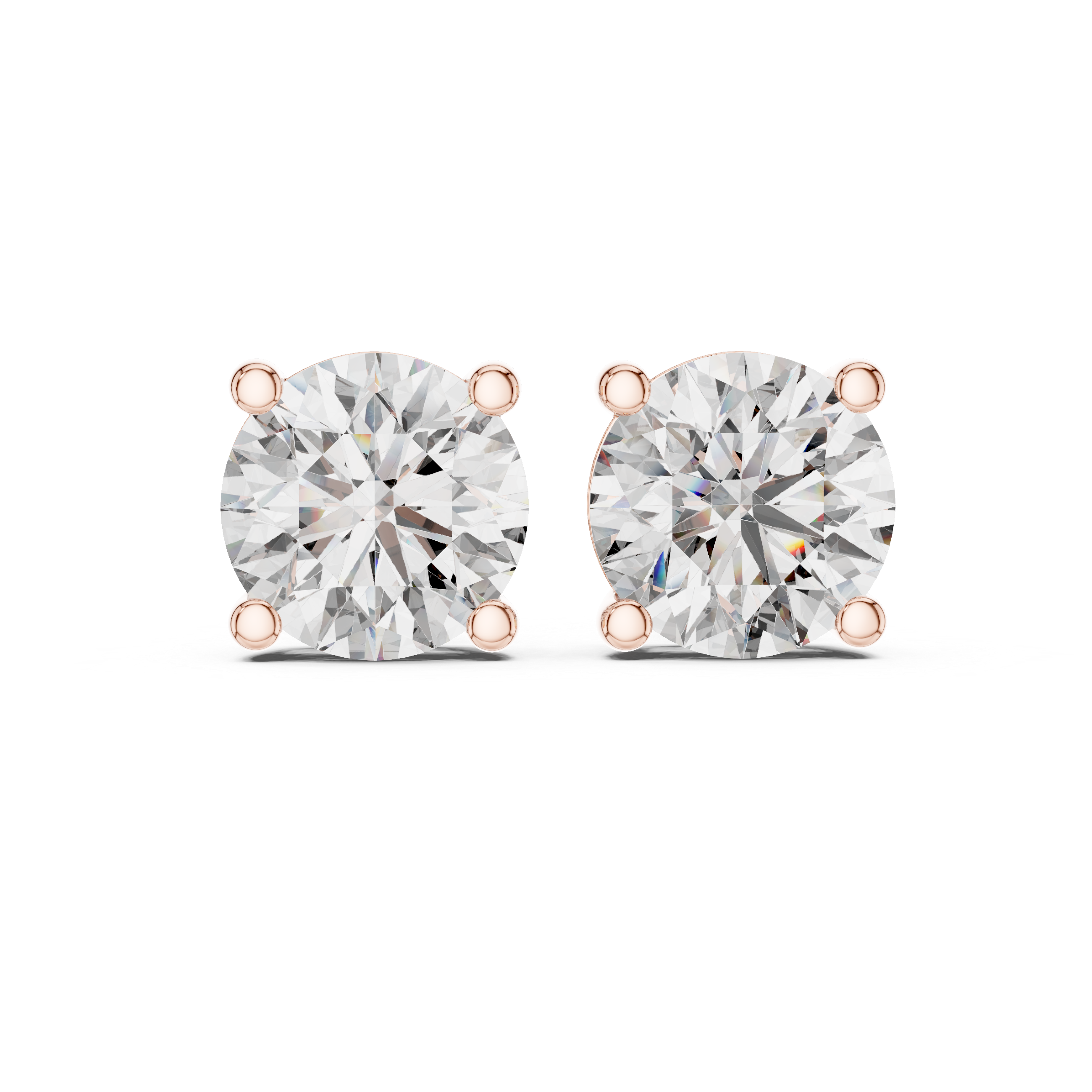 Classic Diamond Stud Earrings | Round Cut White Gold Earrings for Women