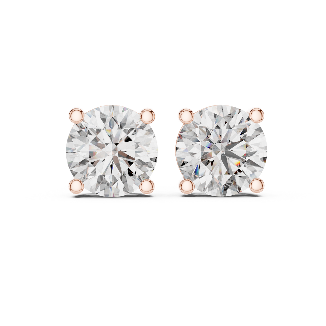 Classic Diamond Stud Earrings | Round Cut White Gold Earrings for Women
