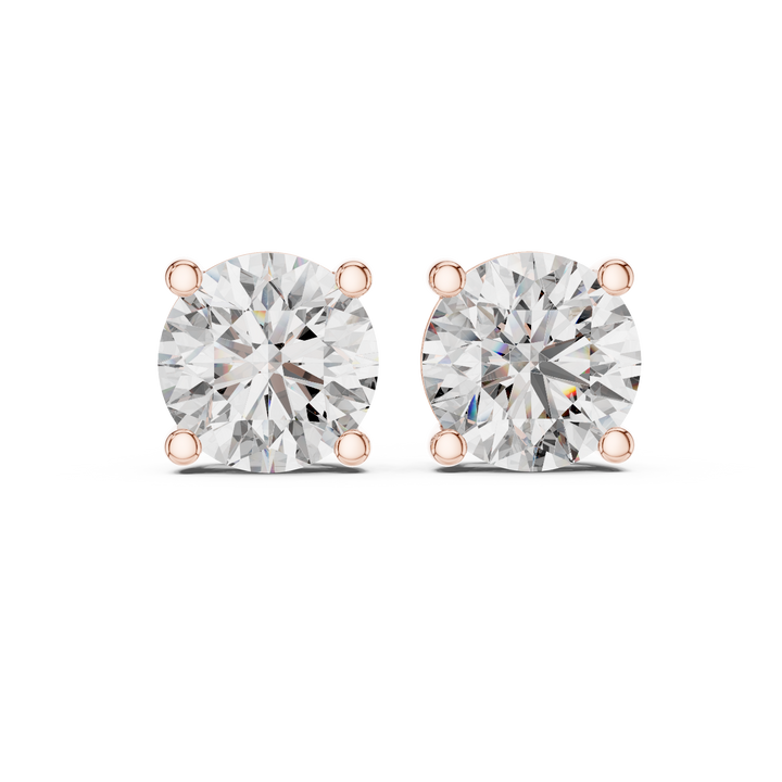 Classic Diamond Stud Earrings | Round Cut White Gold Earrings for Women