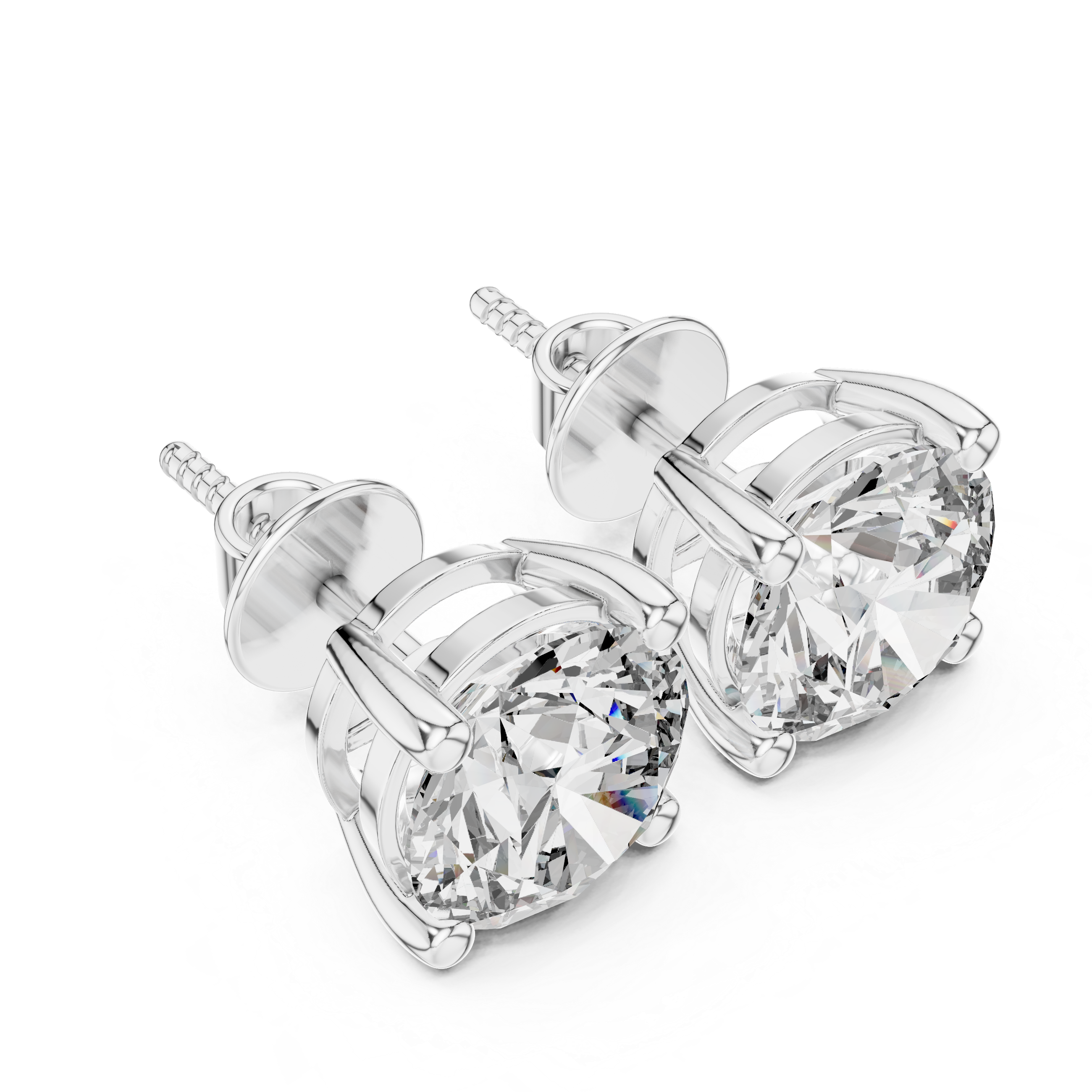 Classic Diamond Stud Earrings | Round Cut White Gold Earrings for Women