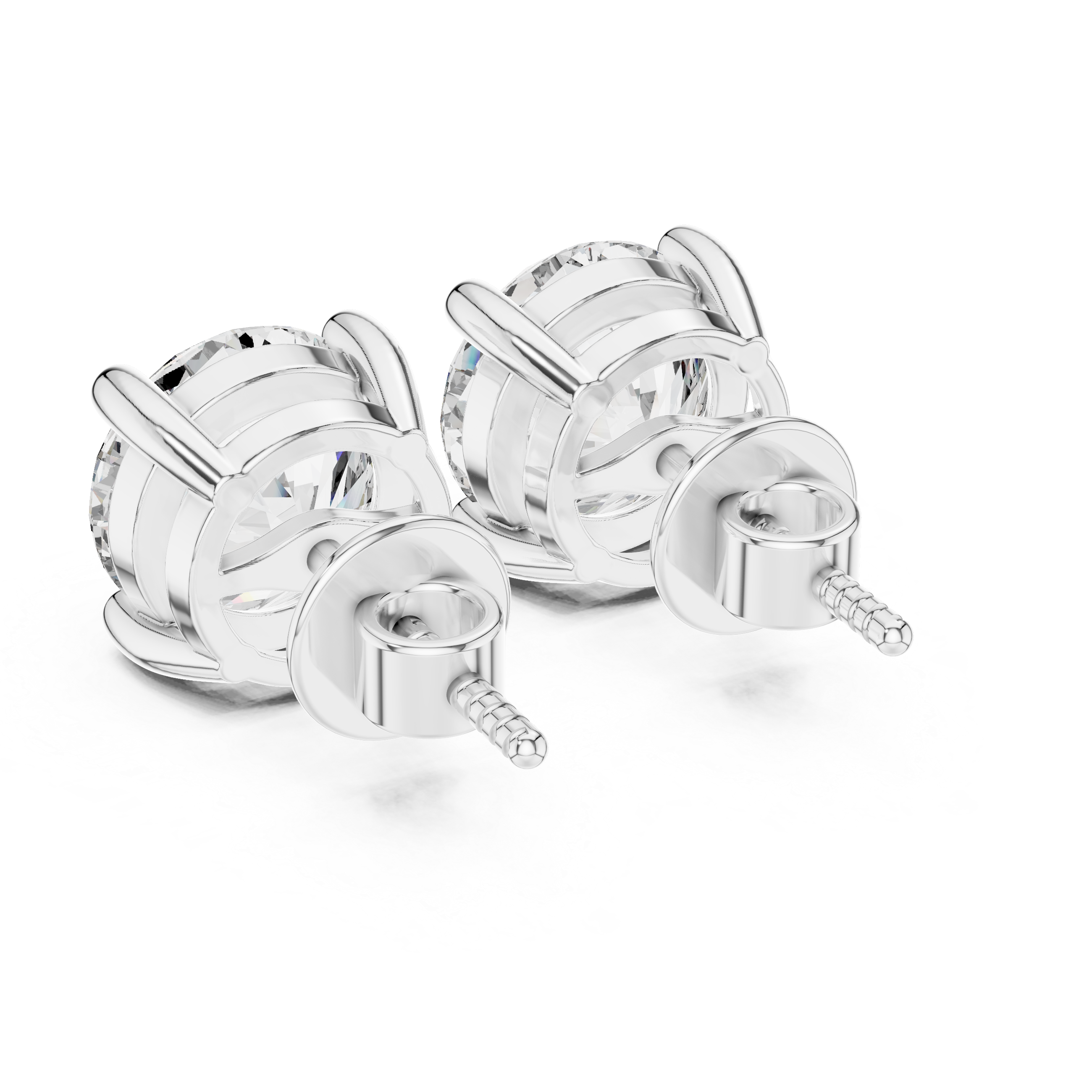 Classic Diamond Stud Earrings | Round Cut White Gold Earrings for Women