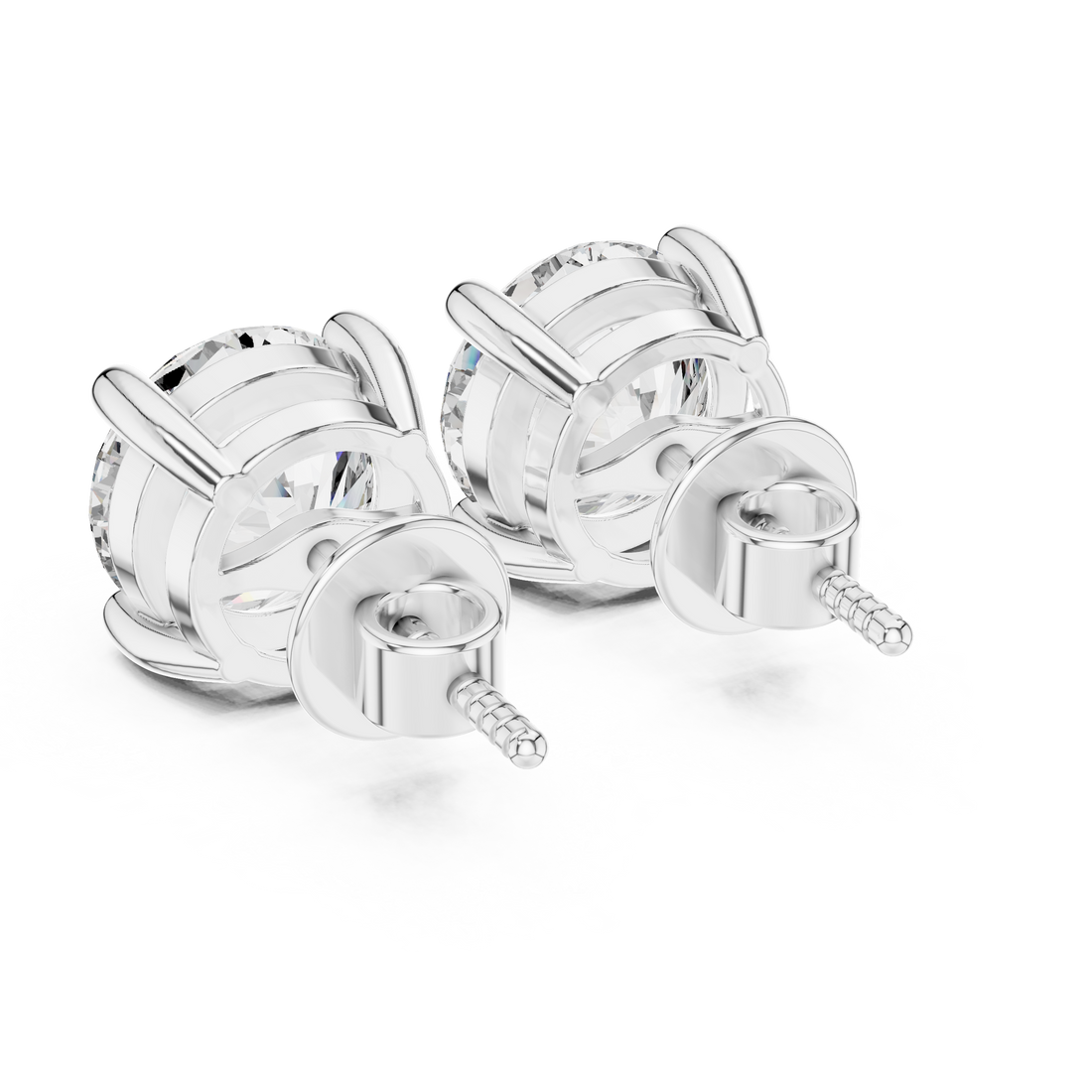 Classic Diamond Stud Earrings | Round Cut White Gold Earrings for Women