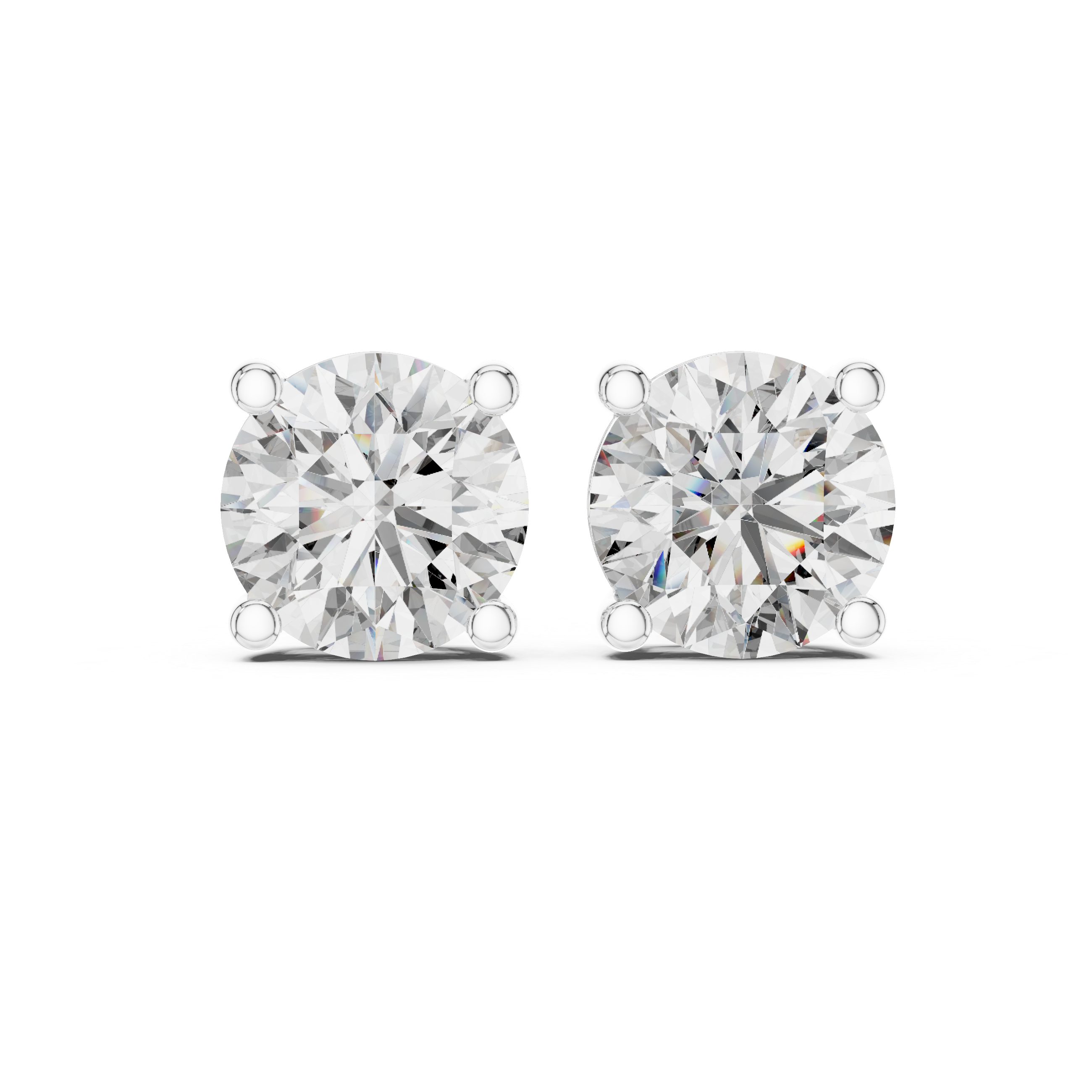 Classic Diamond Stud Earrings | Round Cut White Gold Earrings for Women