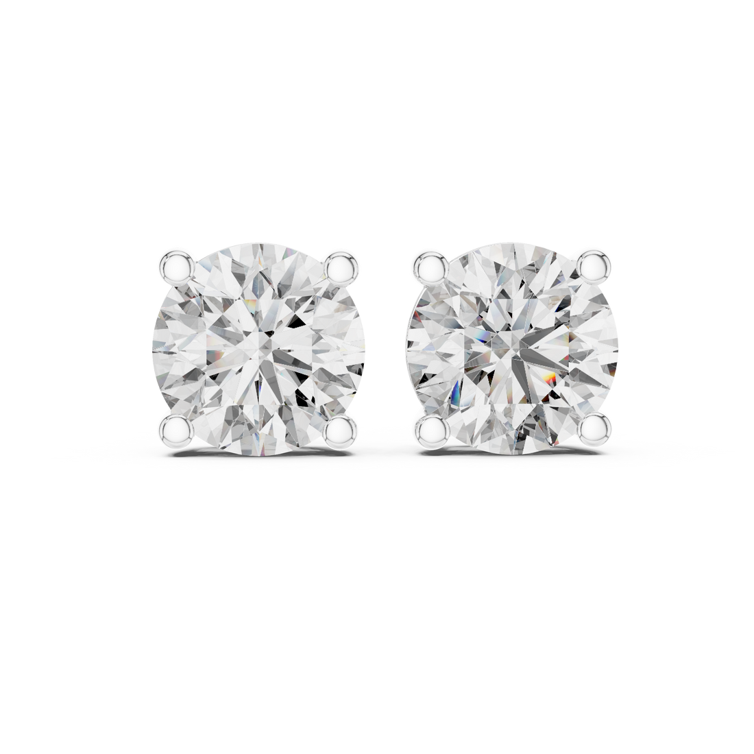 Classic Diamond Stud Earrings | Round Cut White Gold Earrings for Women