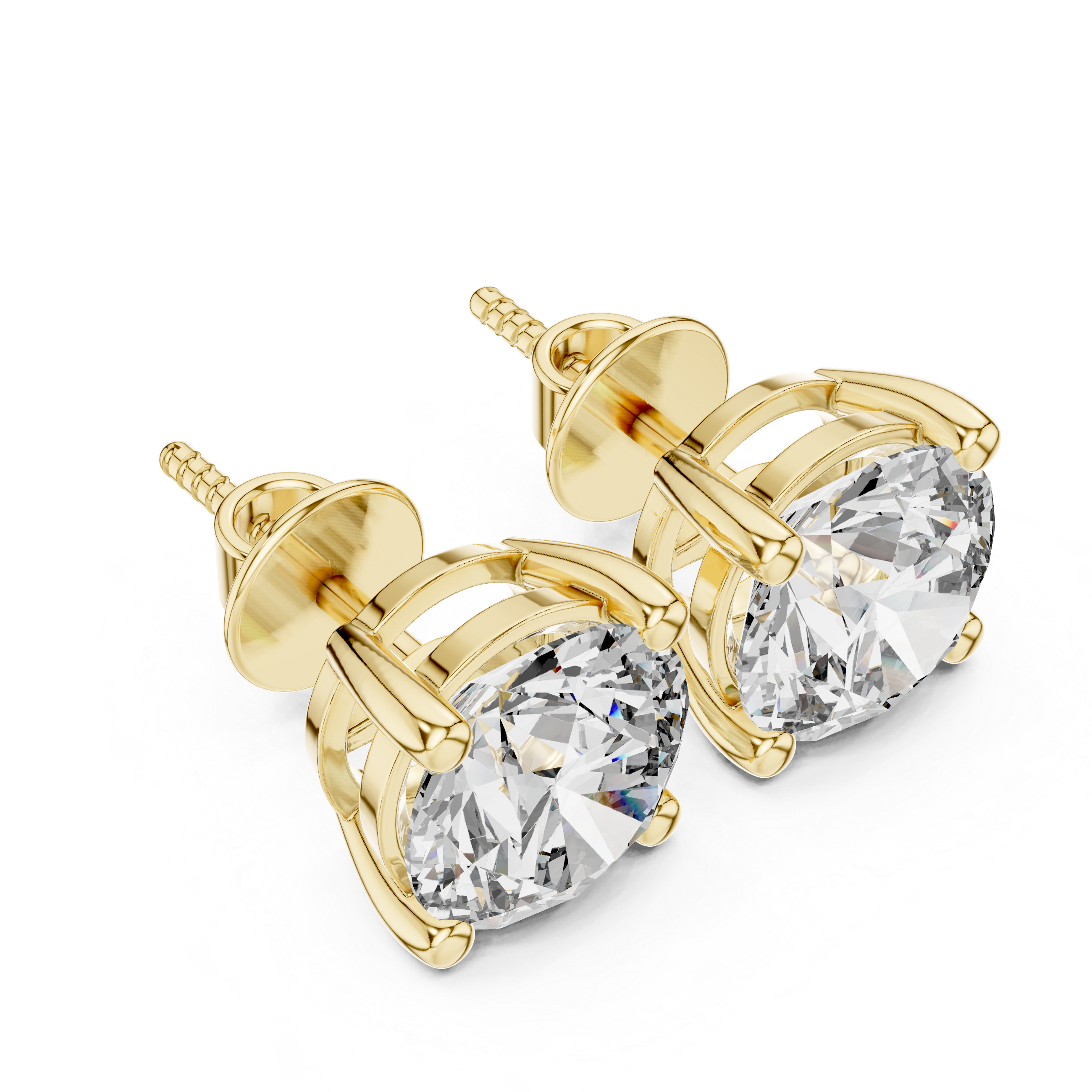 Classic Diamond Stud Earrings | Round Cut White Gold Earrings for Women