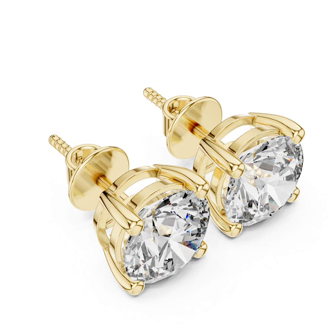 Classic Diamond Stud Earrings | Round Cut White Gold Earrings for Women