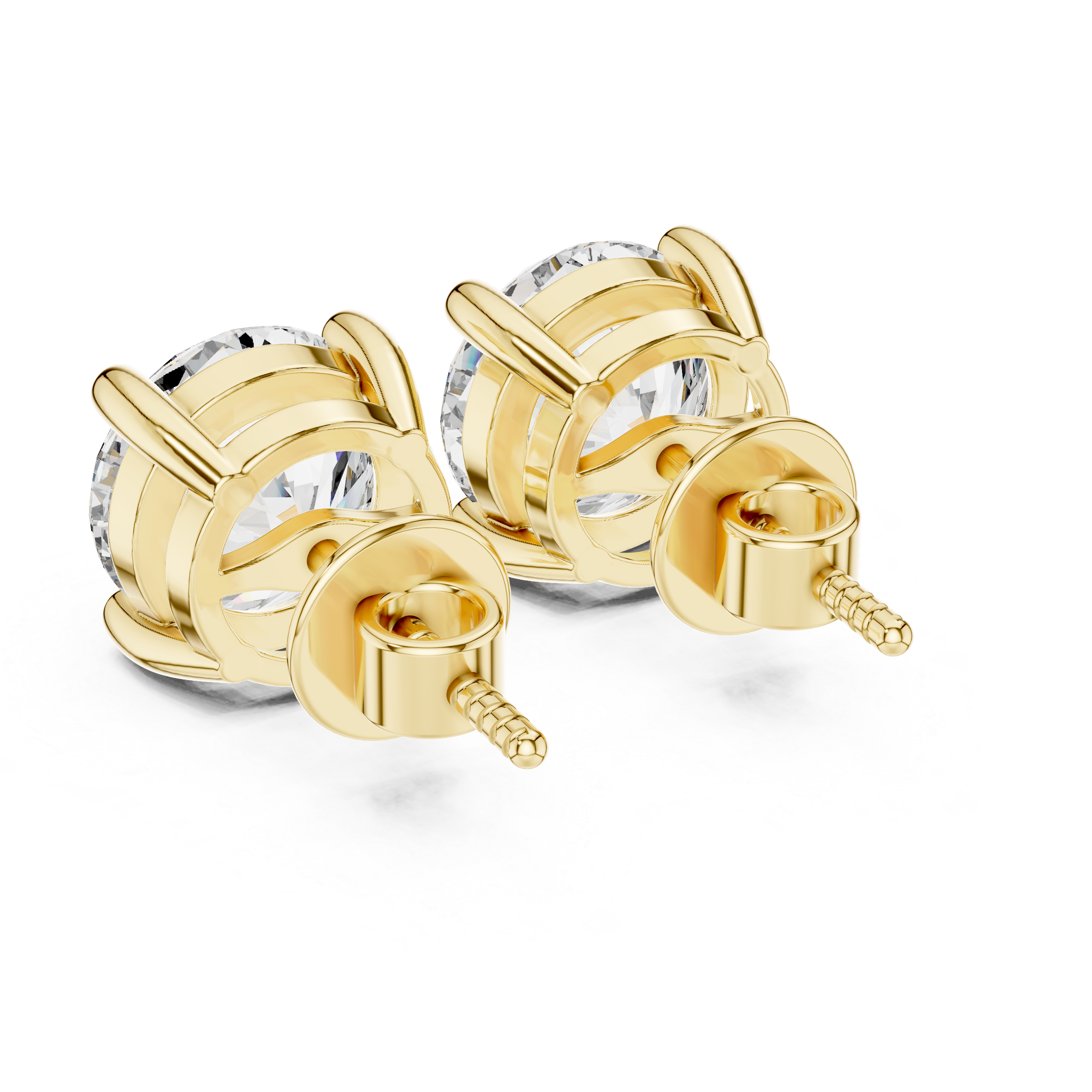 Classic Diamond Stud Earrings | Round Cut White Gold Earrings for Women
