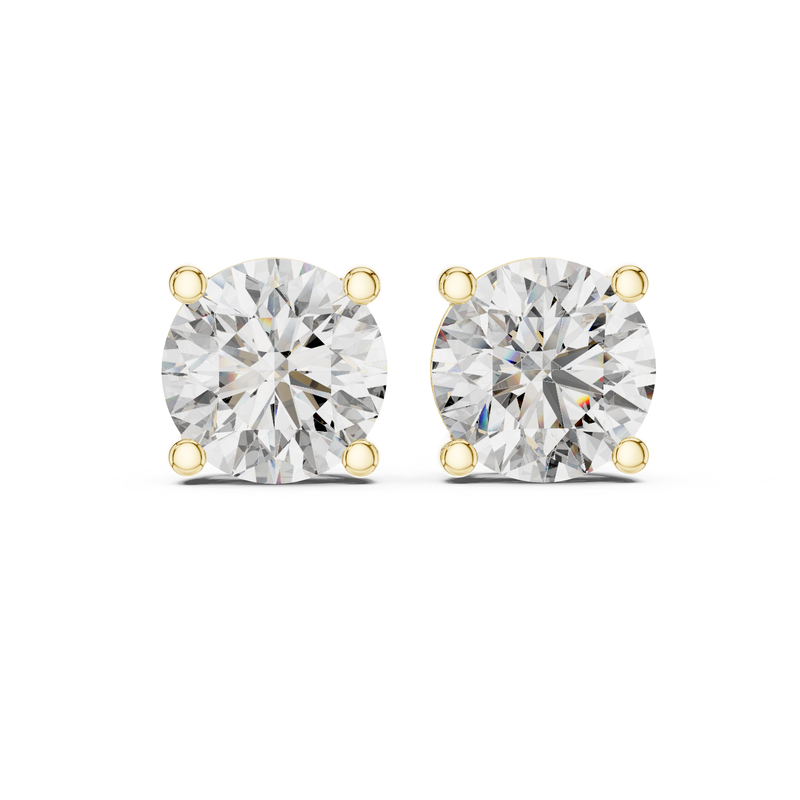 Classic Diamond Stud Earrings | Round Cut White Gold Earrings for Women