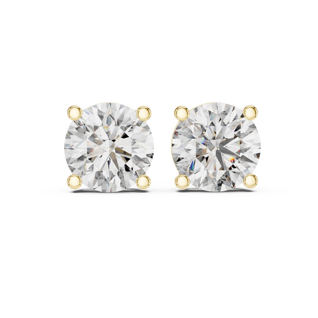 Classic Diamond Stud Earrings | Round Cut White Gold Earrings for Women