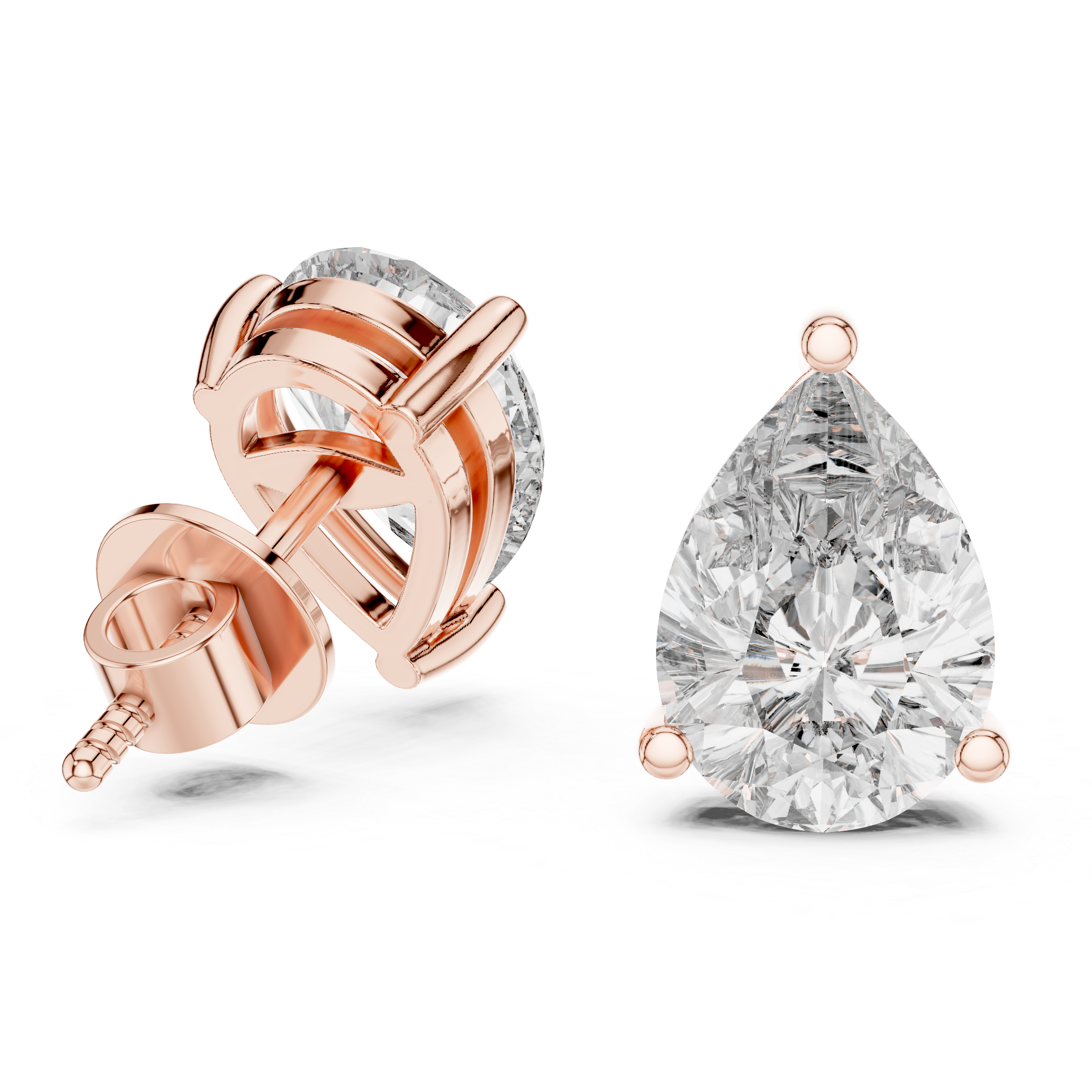 Everyday Diamond Stud Earrings | White Gold Pear Cut Earrings