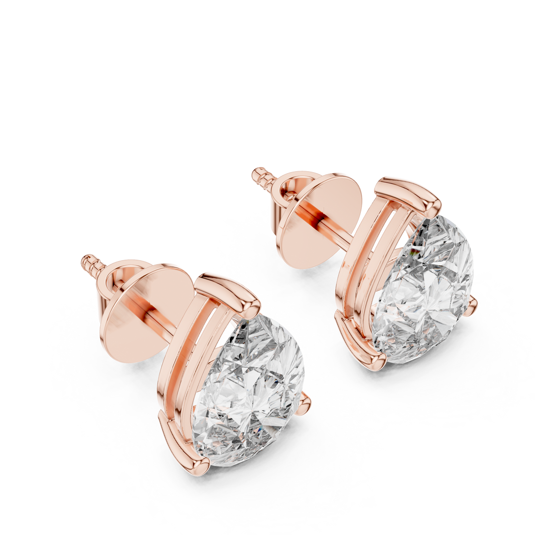Everyday Diamond Stud Earrings | White Gold Pear Cut Earrings