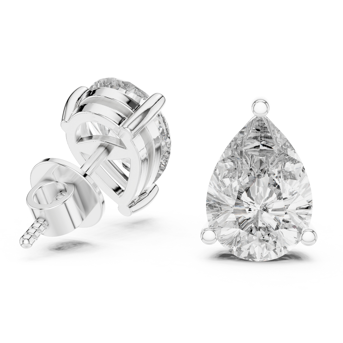 Everyday Diamond Stud Earrings | White Gold Pear Cut Earrings