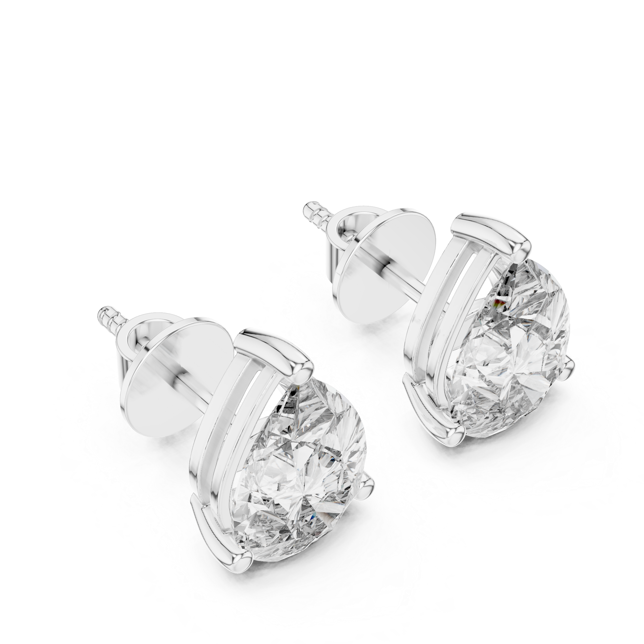 Everyday Diamond Stud Earrings | White Gold Pear Cut Earrings