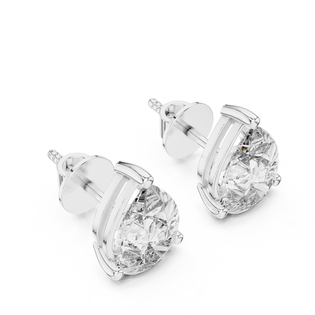 Everyday Diamond Stud Earrings | White Gold Pear Cut Earrings