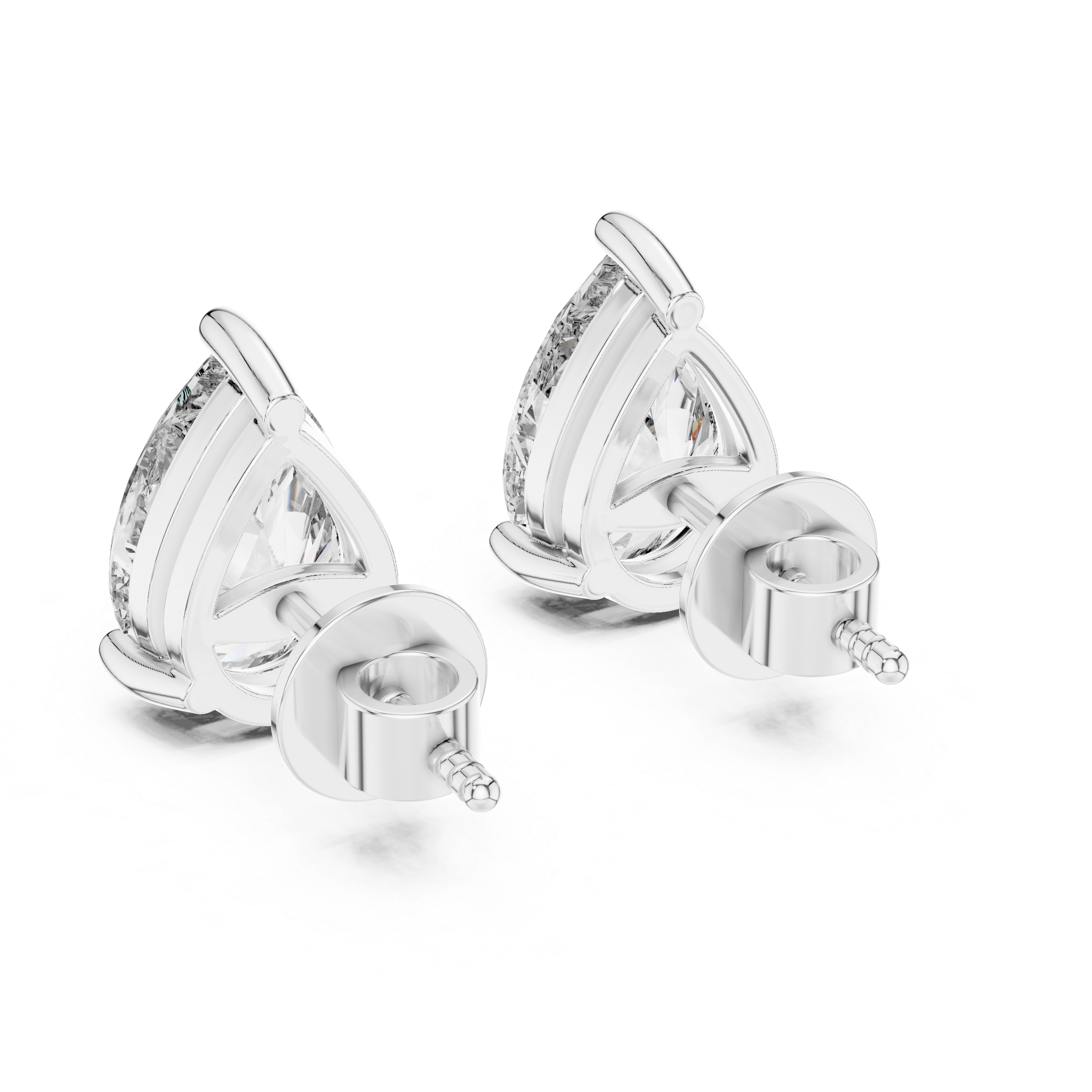 Everyday Diamond Stud Earrings | White Gold Pear Cut Earrings