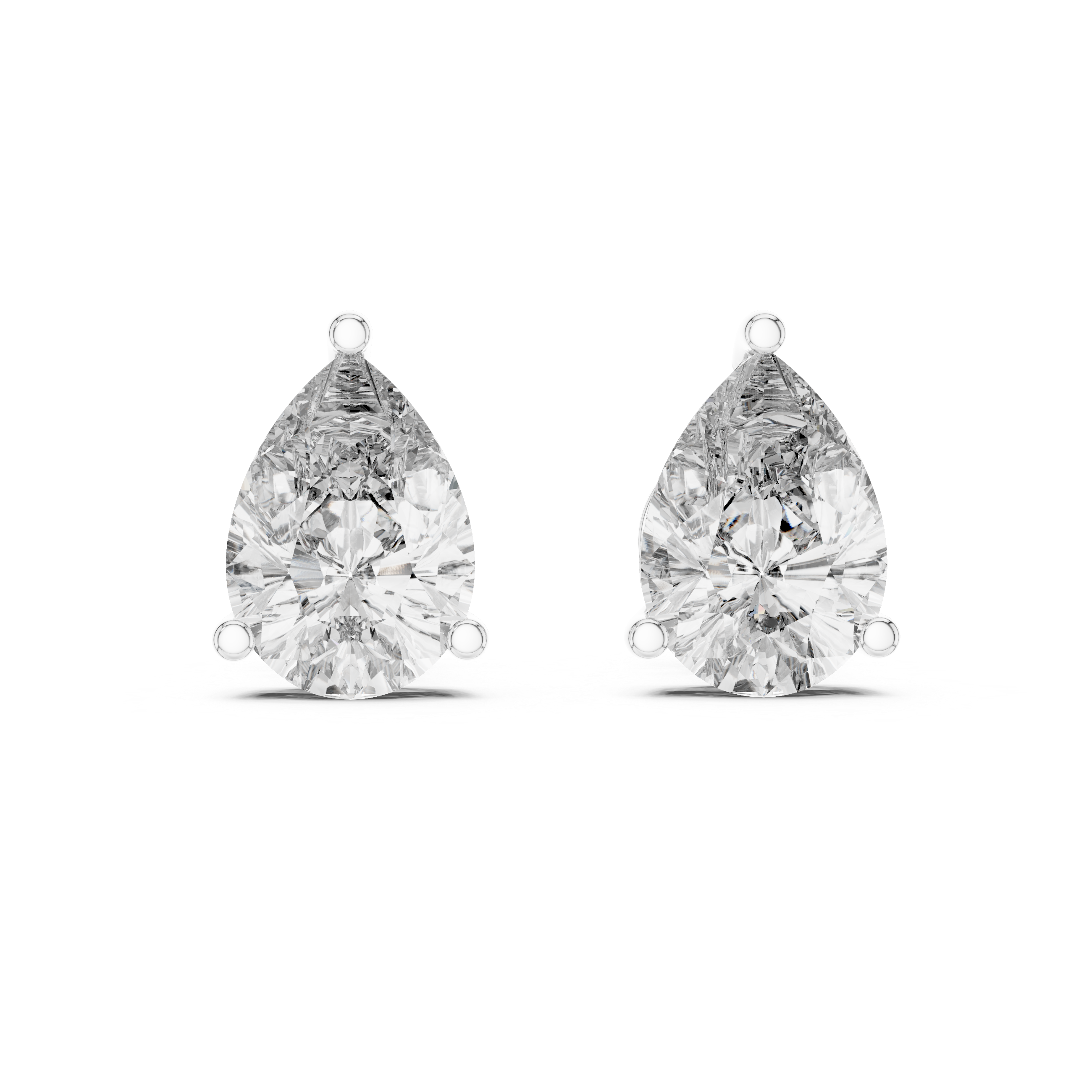 Everyday Diamond Stud Earrings | White Gold Pear Cut Earrings