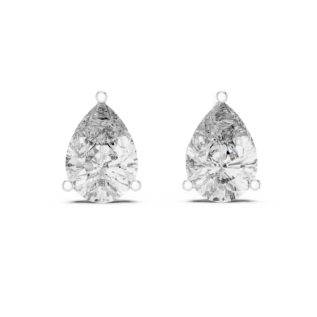 Everyday Diamond Stud Earrings | White Gold Pear Cut Earrings