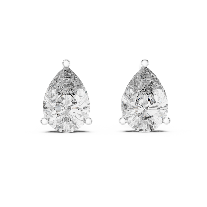 Everyday Diamond Stud Earrings | White Gold Pear Cut Earrings
