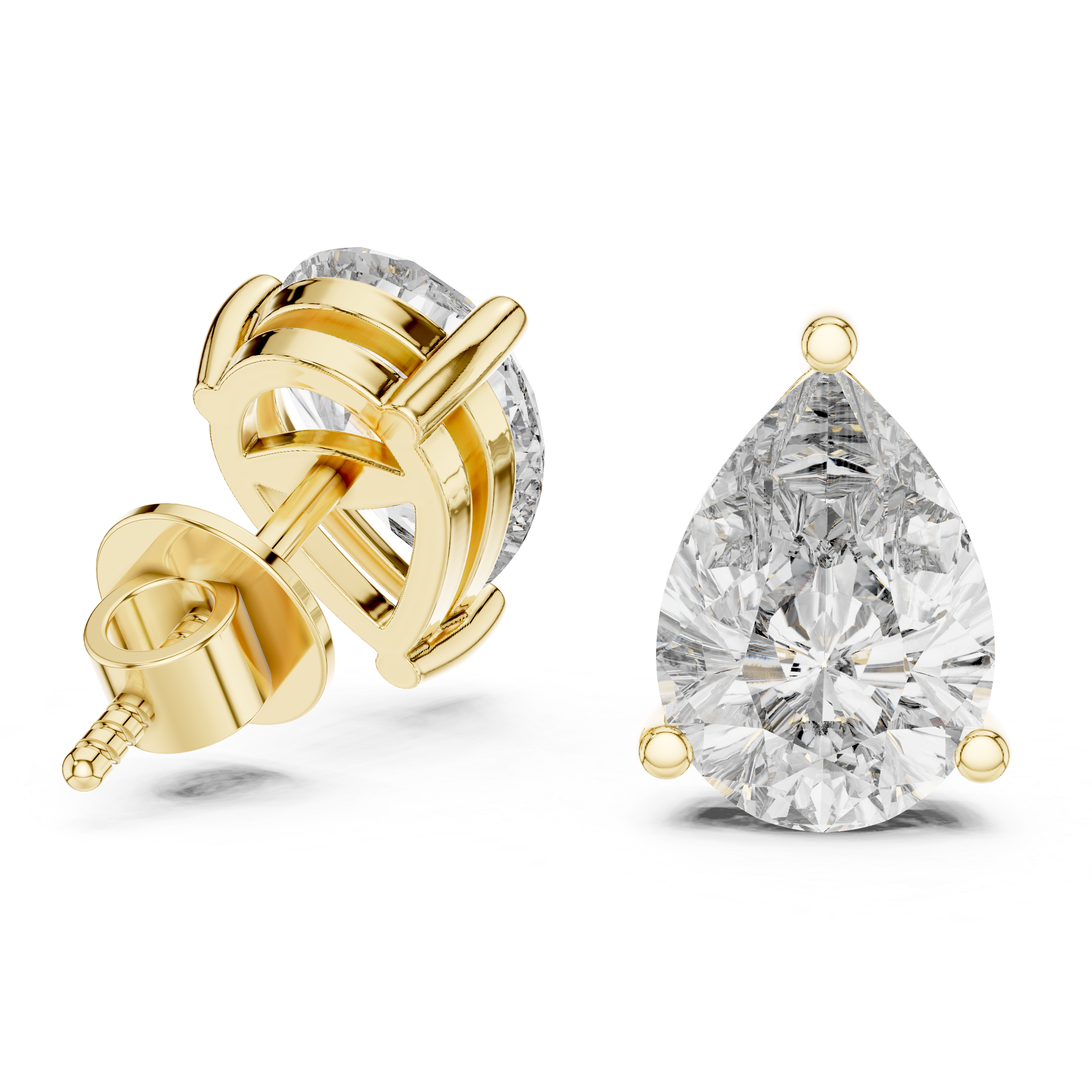 Everyday Diamond Stud Earrings | White Gold Pear Cut Earrings