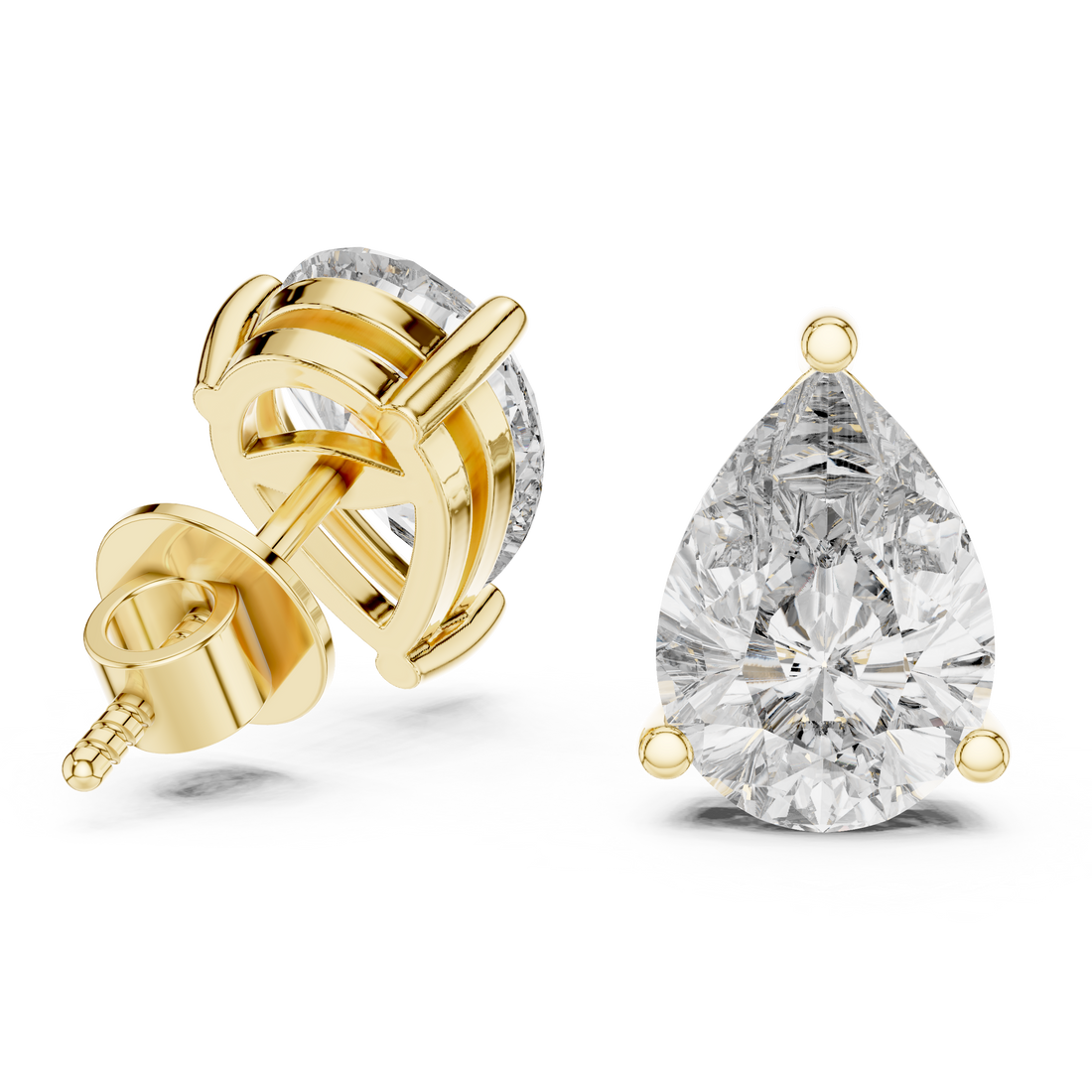 Everyday Diamond Stud Earrings | White Gold Pear Cut Earrings