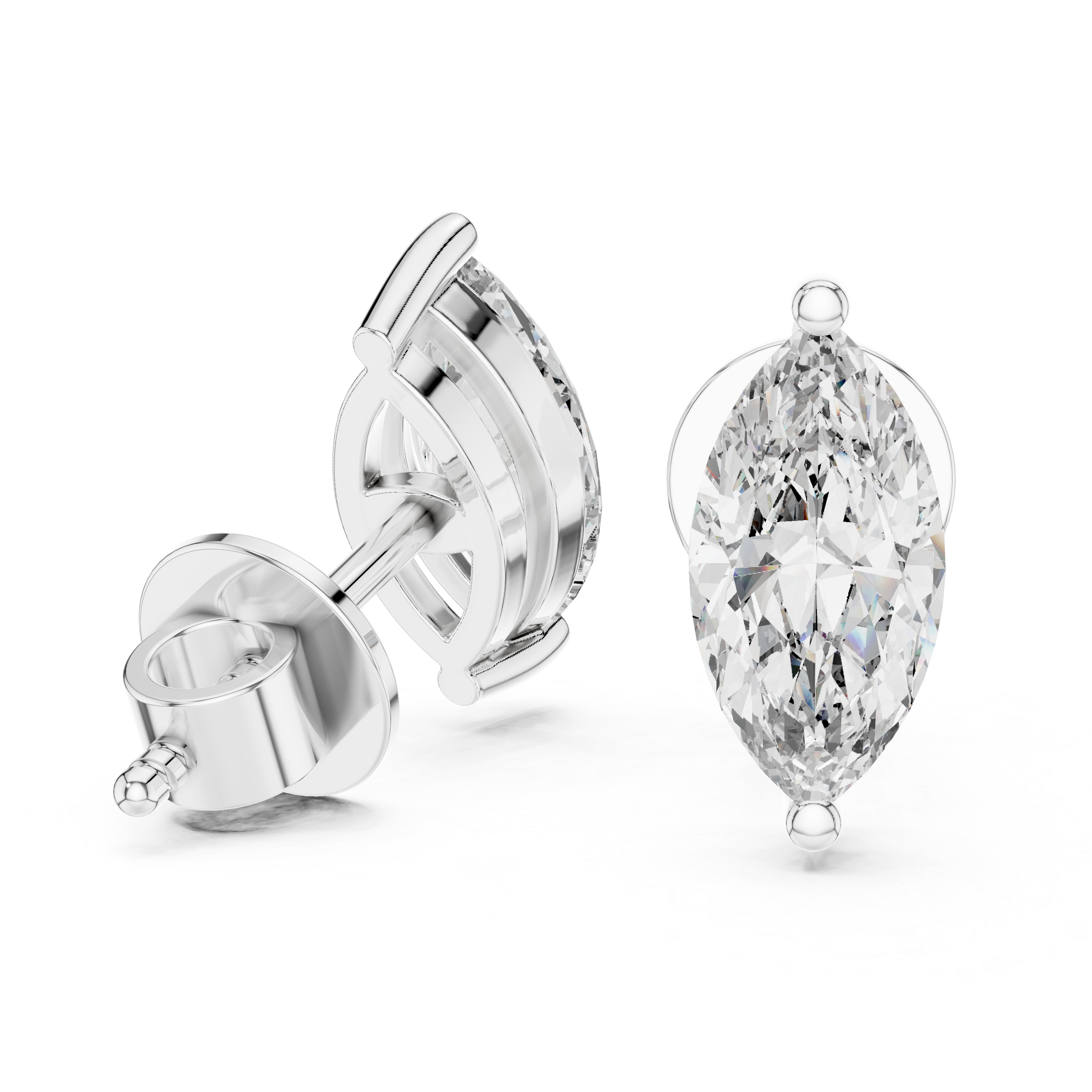 Fine Jewelry Marquise Cut Diamond Stud Earrings – Elegant Gift Choice