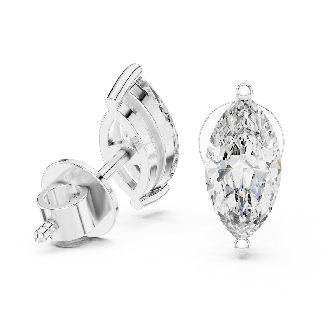 Fine Jewelry Marquise Cut Diamond Stud Earrings – Elegant Gift Choice