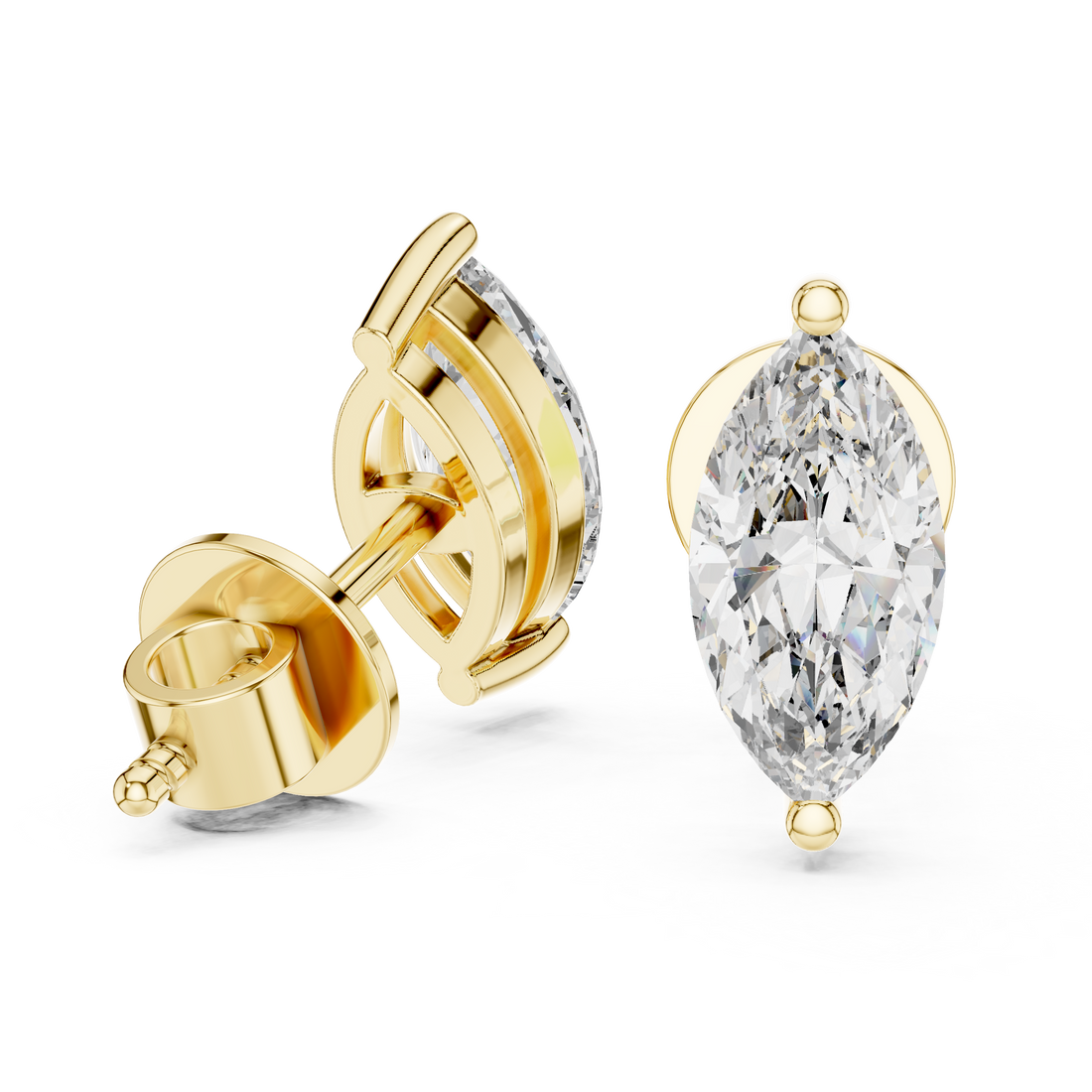 Fine Jewelry Marquise Cut Diamond Stud Earrings – Elegant Gift Choice