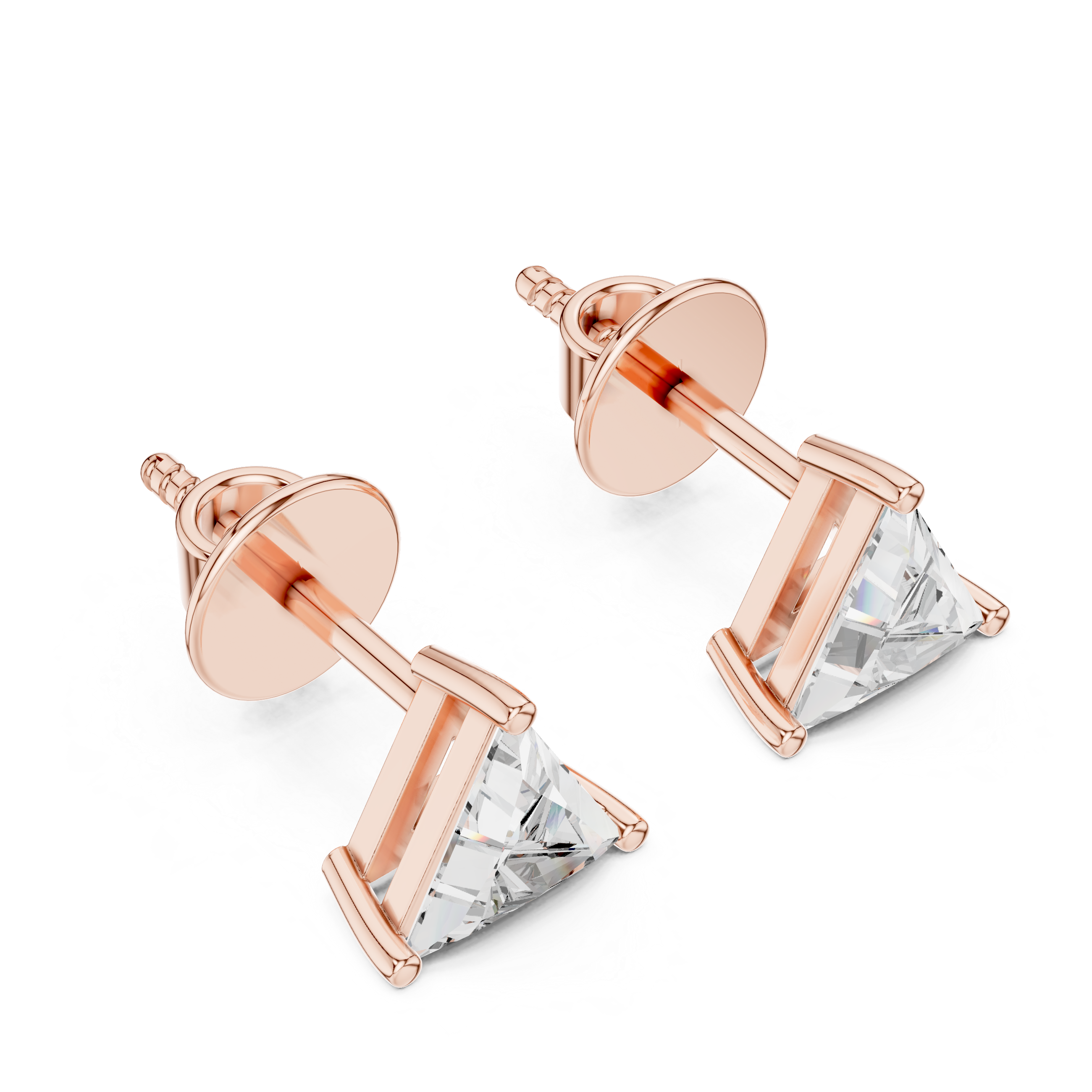 Timeless Trilliant -Cut Solitaire Diamond Stud Earrings for Women