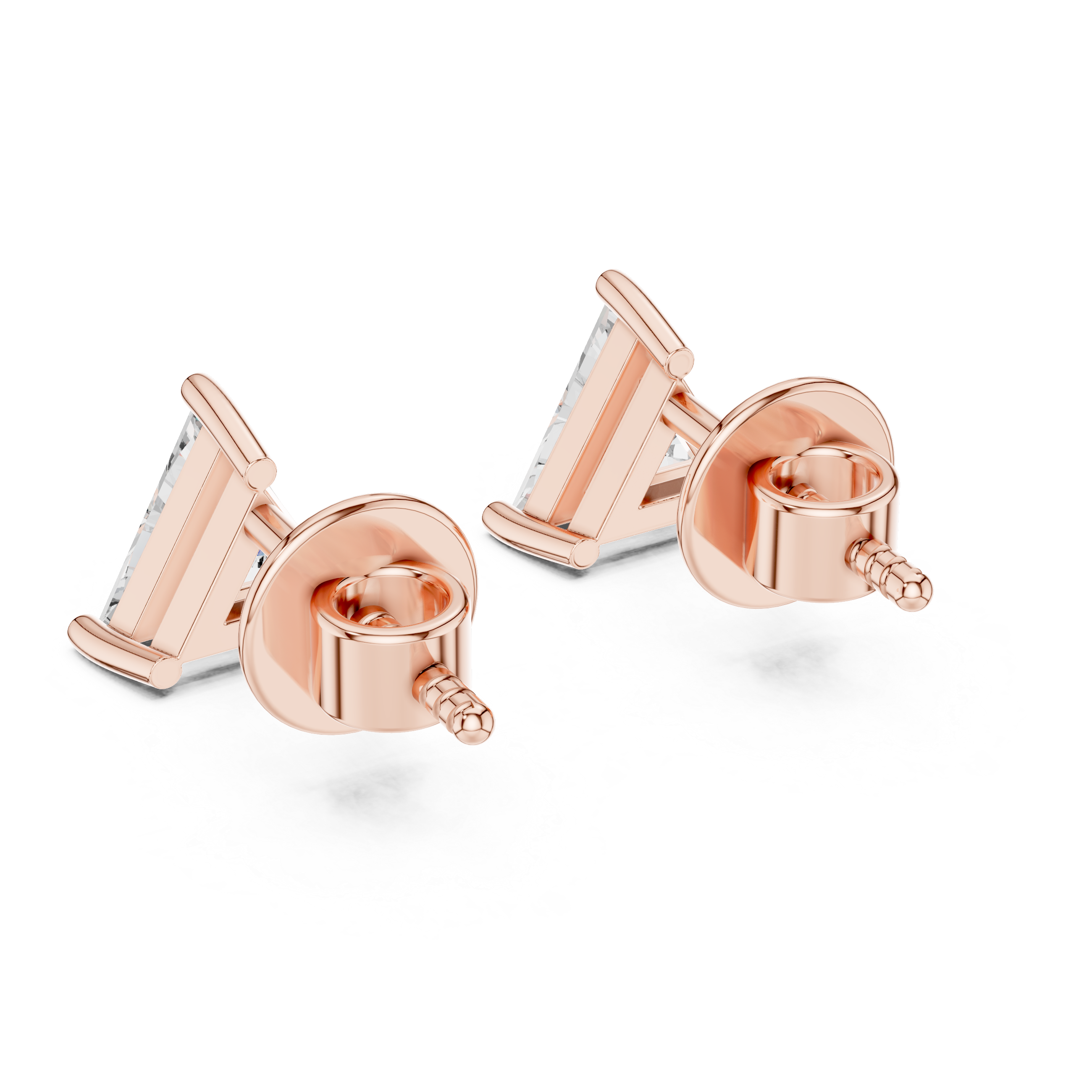 Timeless Trilliant -Cut Solitaire Diamond Stud Earrings for Women