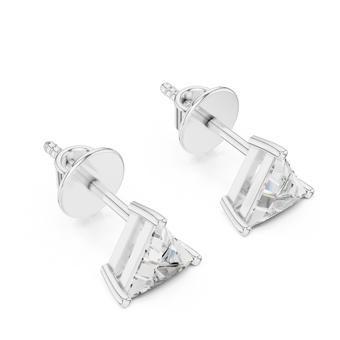 Timeless Trilliant -Cut Solitaire Diamond Stud Earrings for Women