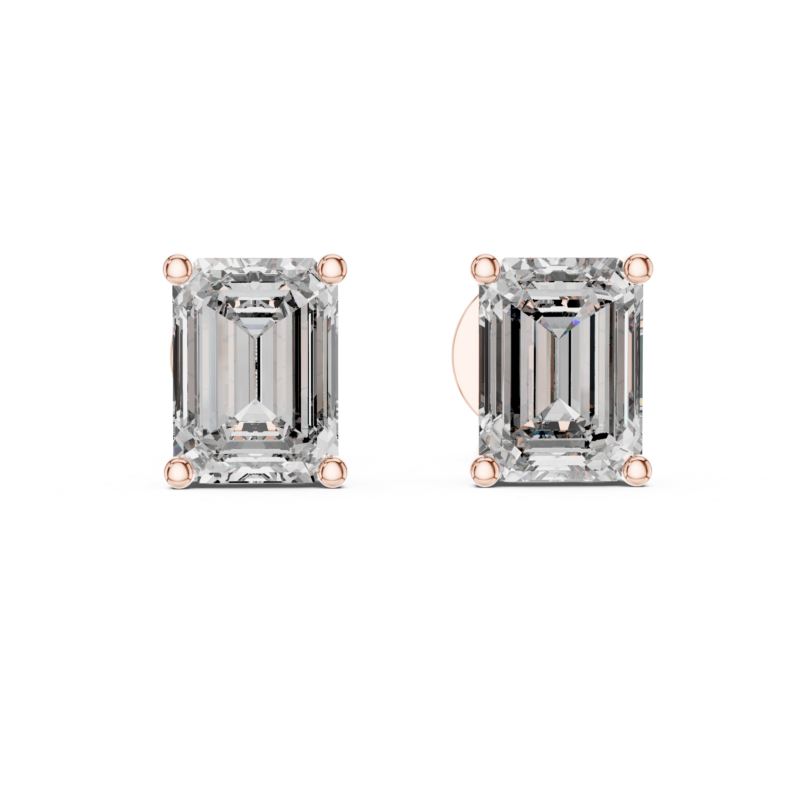 Premium Rose Gold Emerald Diamond Earrings – Sleek & Sophisticated