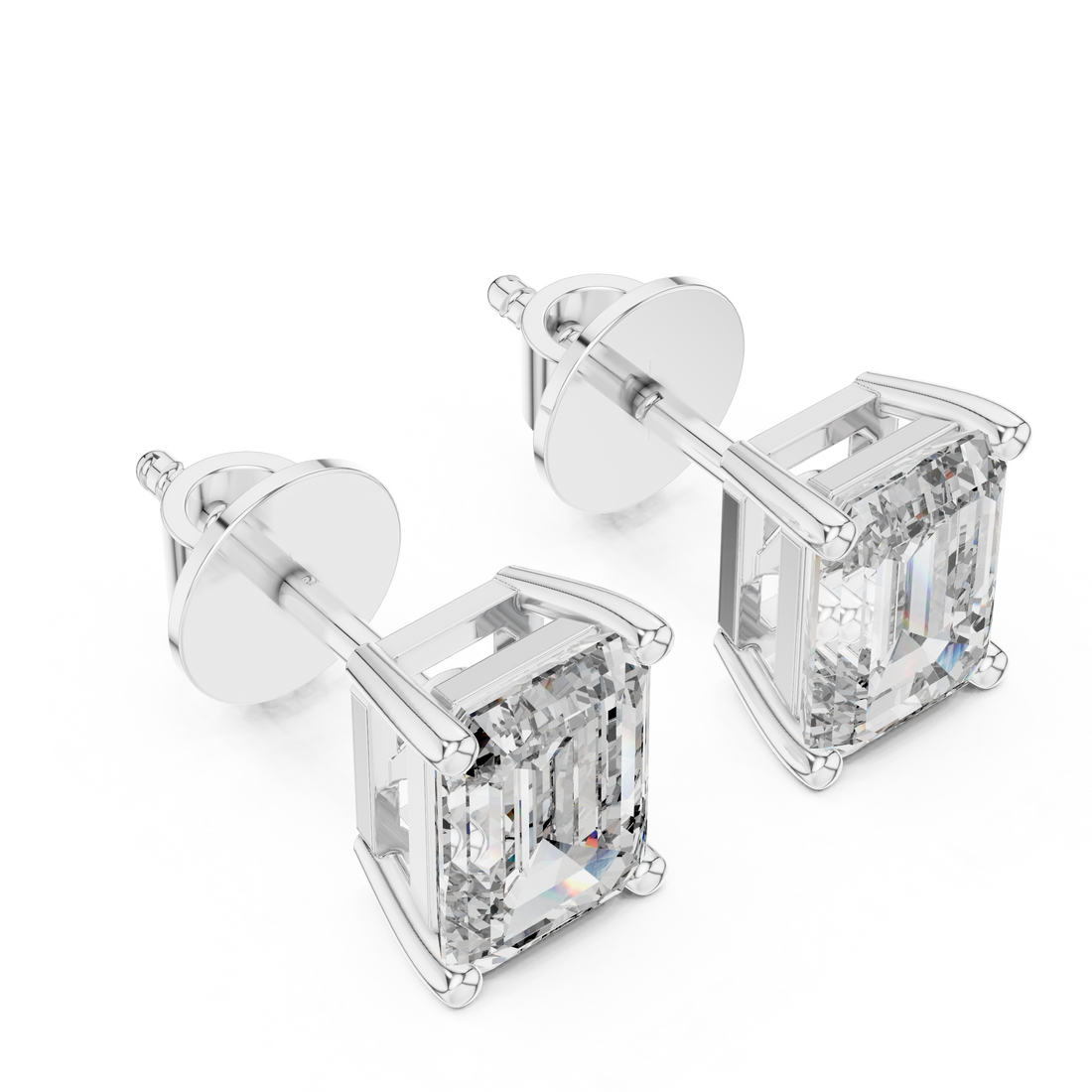 Premium Rose Gold Emerald Diamond Earrings – Sleek & Sophisticated