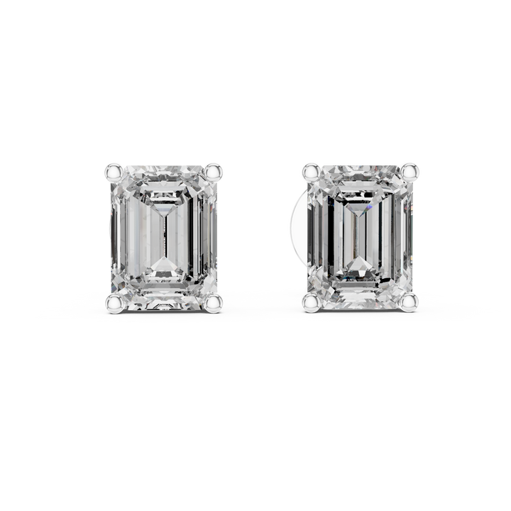 Premium Rose Gold Emerald Diamond Earrings – Sleek & Sophisticated