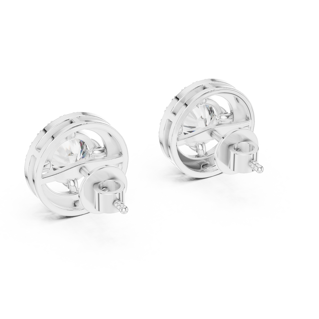 Luxury Round Diamond Halo Stud Earrings – Minimalist Rose Gold Design