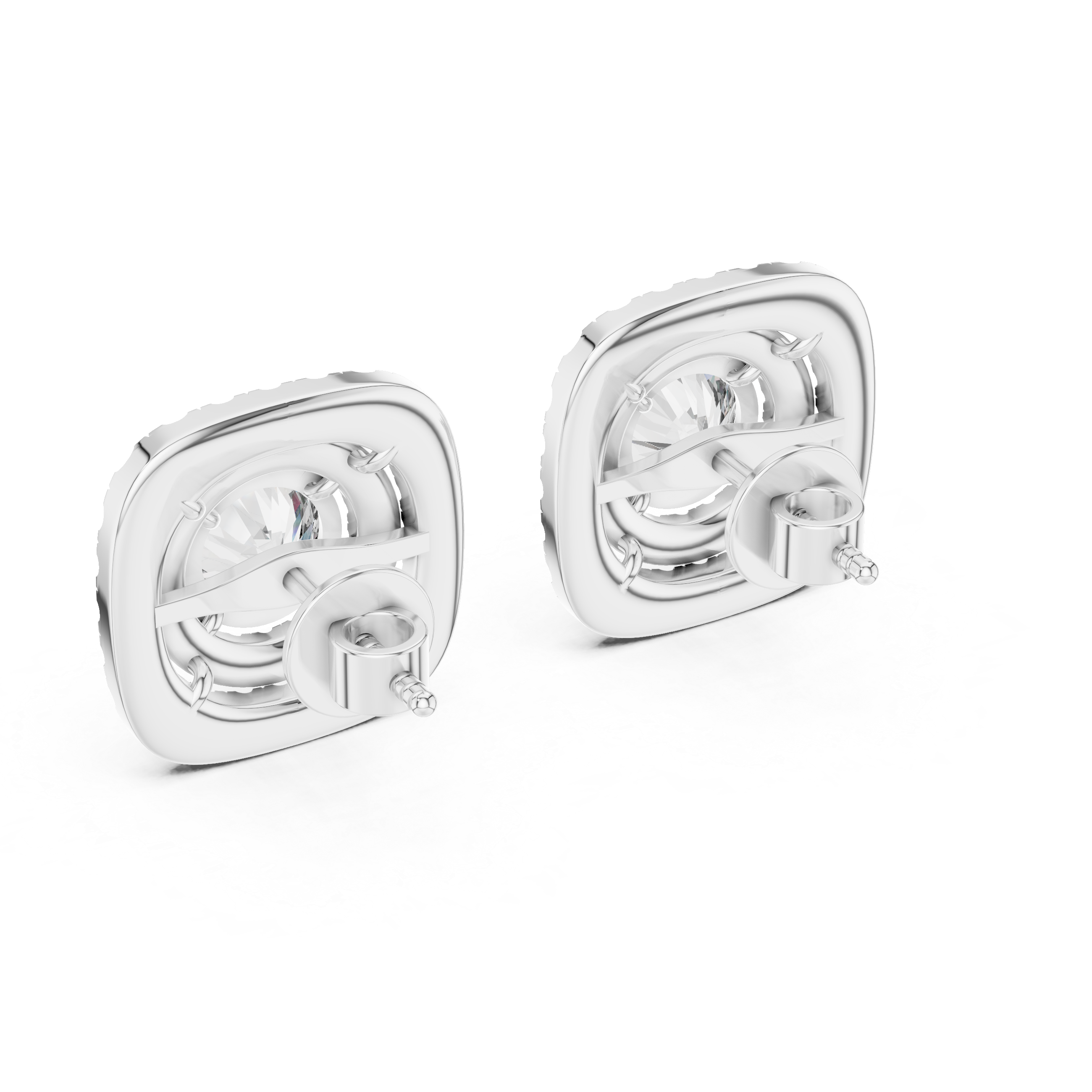 Chic Double Halo Diamond Earrings with Round Brilliant Center Stone