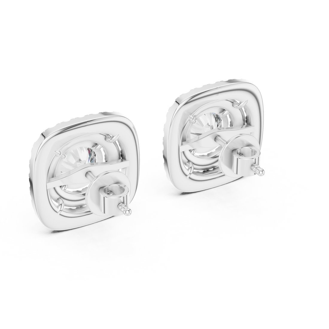 Chic Double Halo Diamond Earrings with Round Brilliant Center Stone