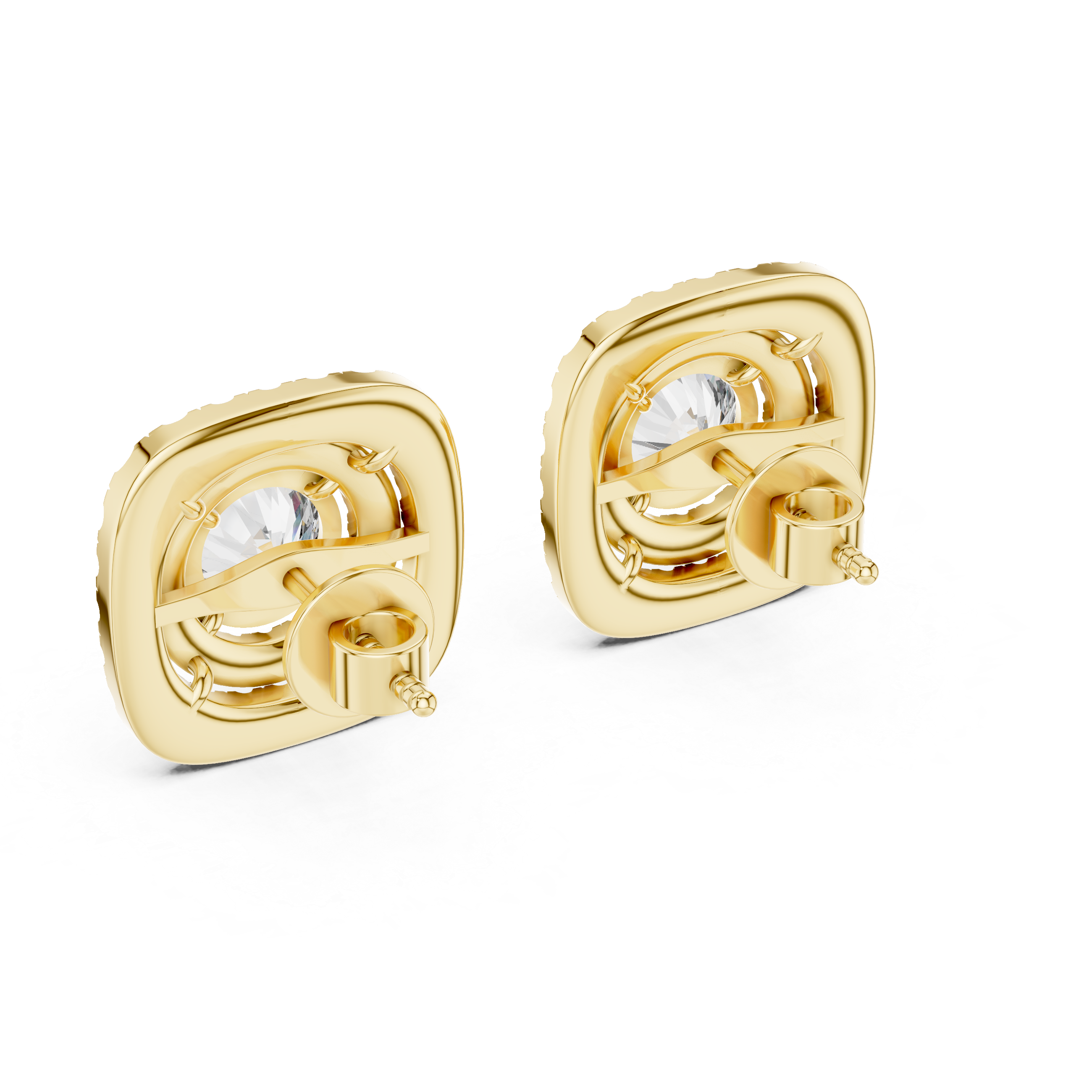 Chic Double Halo Diamond Earrings with Round Brilliant Center Stone